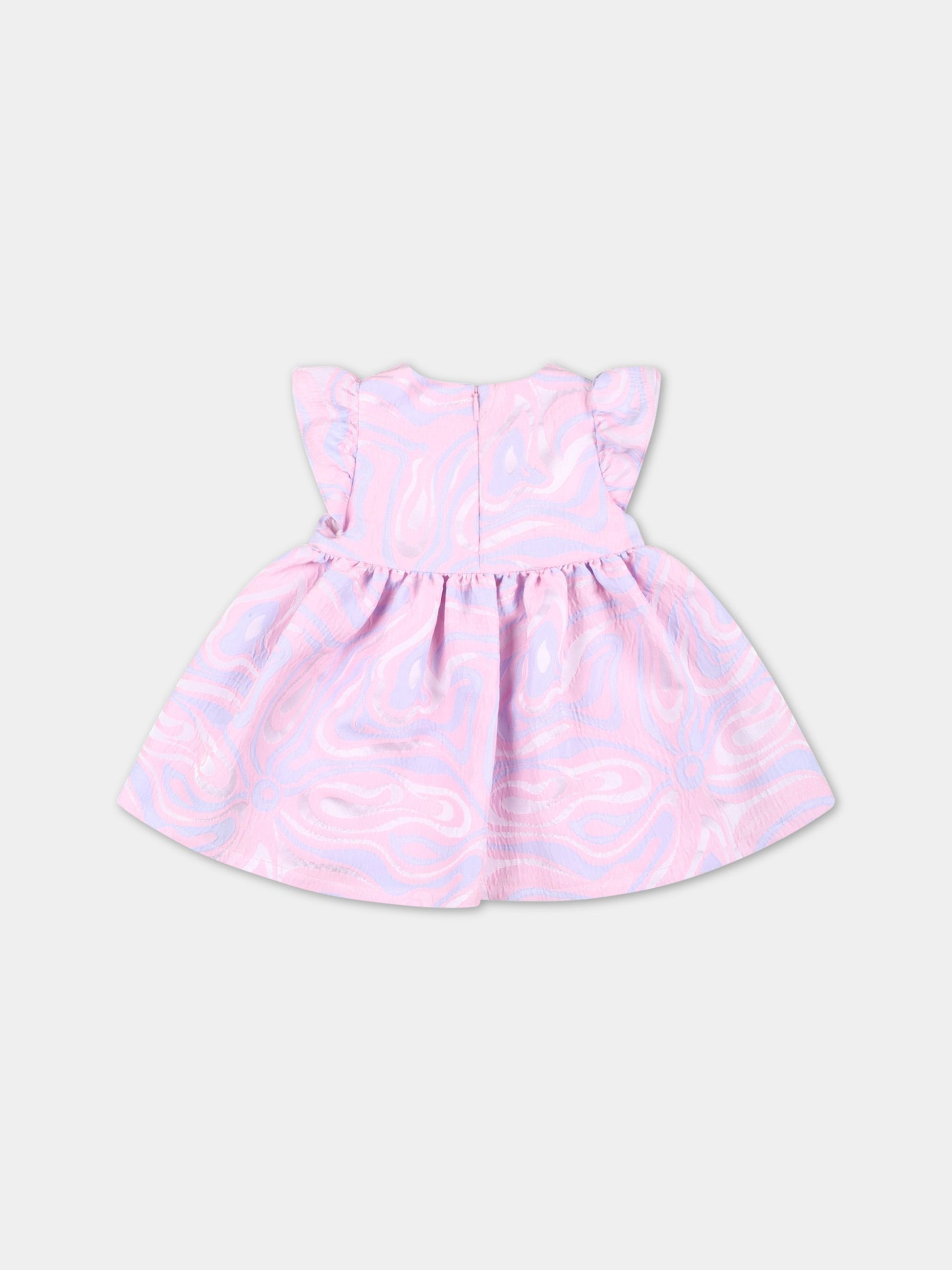 Vestito rosa per neonata con stampa multicolor,Emilio Pucci Junior,PS1032 B0058 511MC