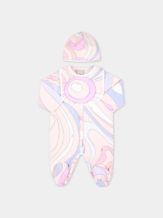 Set multicolor per neonata con logo,Emilio Pucci Junior,PSB020 J0262 500MC