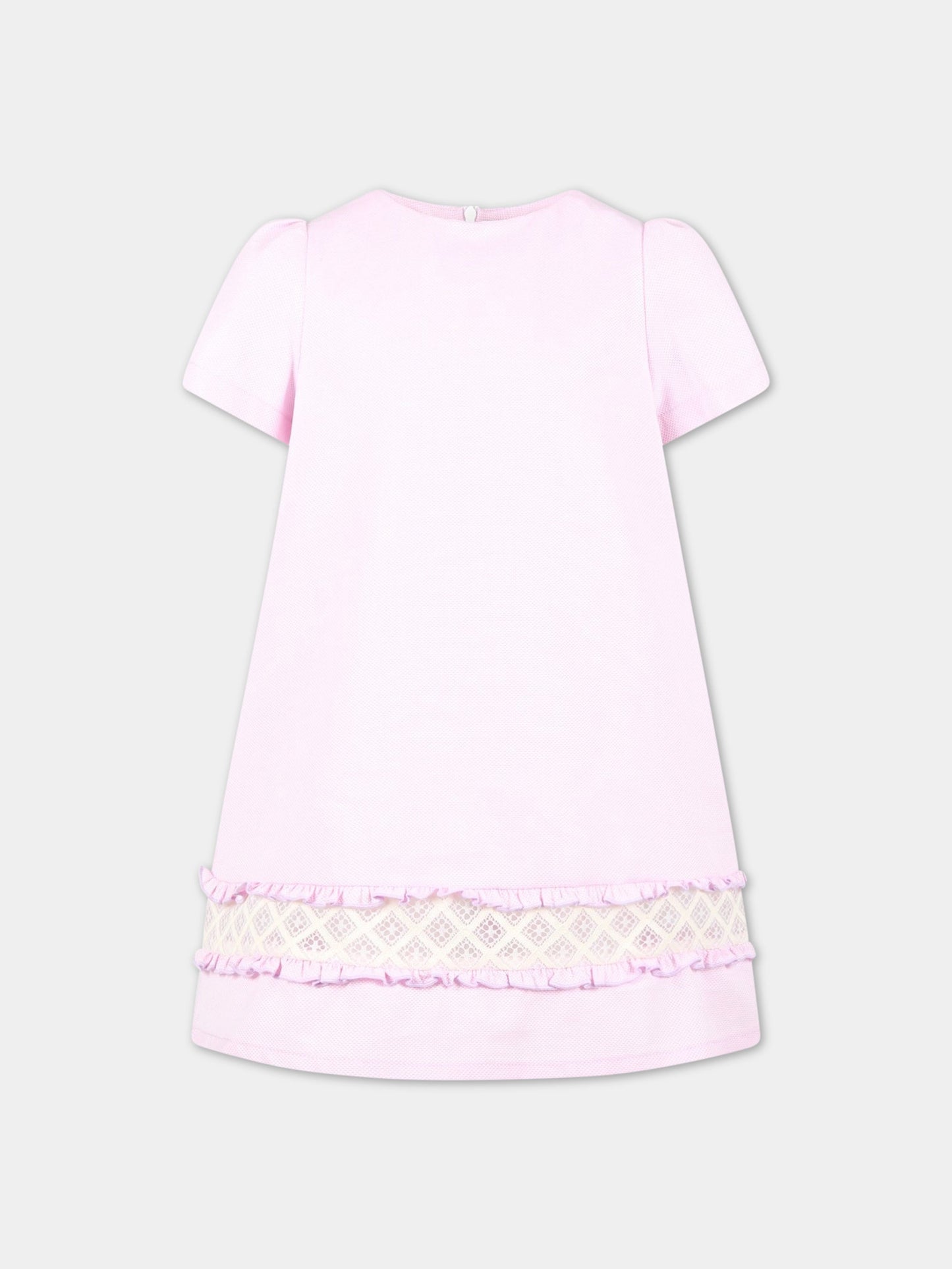 Vestito rosa per bambina con dettagli in pizzo,Simonetta,SS1A01 P0217 522