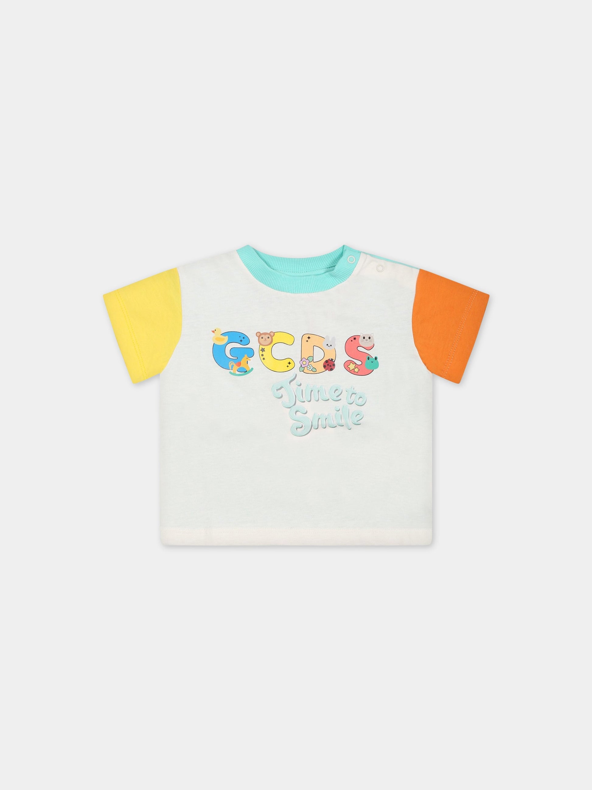 T-shirt multicolorper neonato con stampa e logo,Gcds Kids,GPM002 LAA33 54539