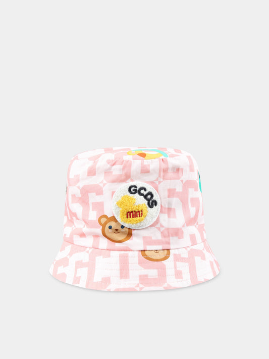 Cloche rosa per neonata con patch logato,Gcds Kids,GUX00B LOB14 84521