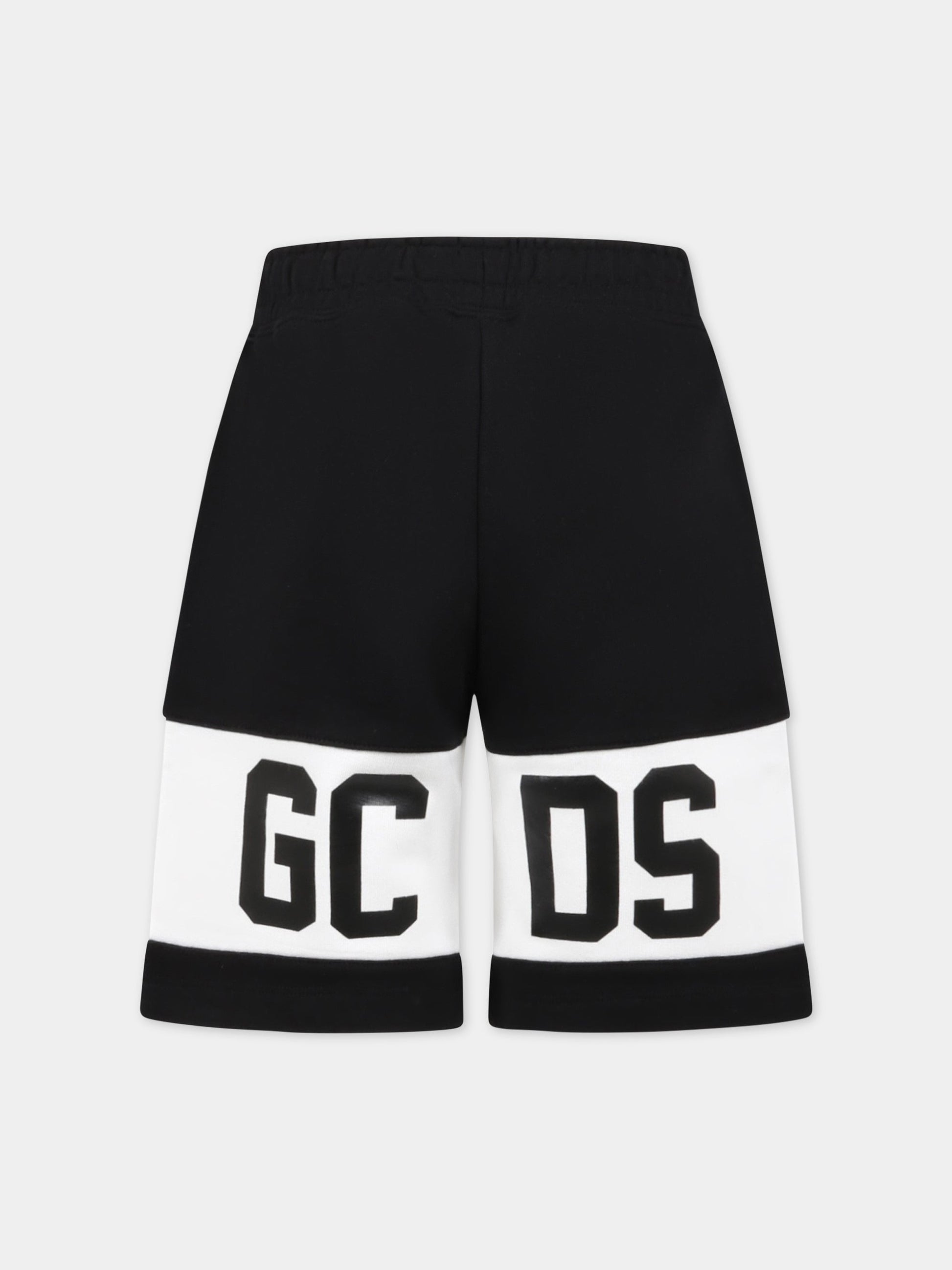 Shorts neri per bambino con logo,Gcds Kids,DNQ006 LCA33 60100