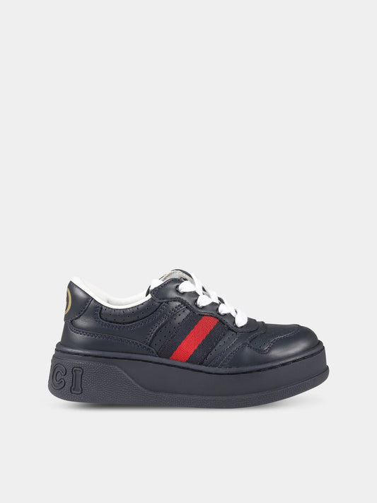 Sneakers blu per bambino con Nastro Web,Gucci Kids,702914 UPG10 4055