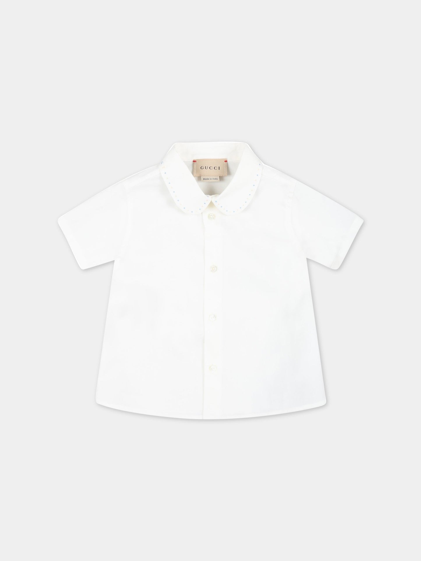 Camicia bianca per neonato con pois,Gucci Kids,721988 XWAV6 9072