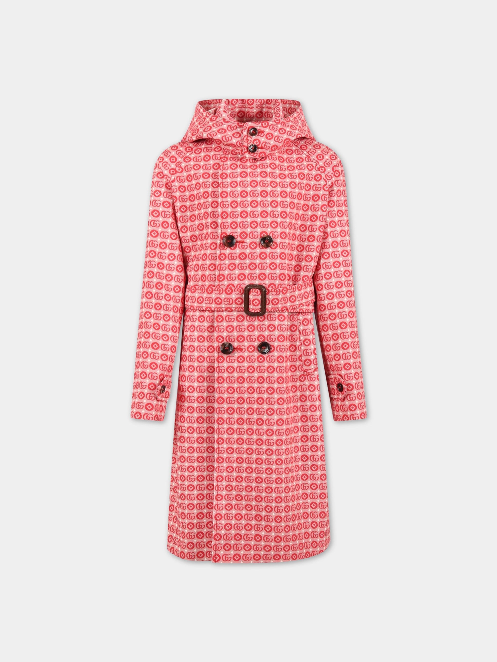 Cappotto rosso per bambina con GG,Gucci Kids,692672 XWATR 6193