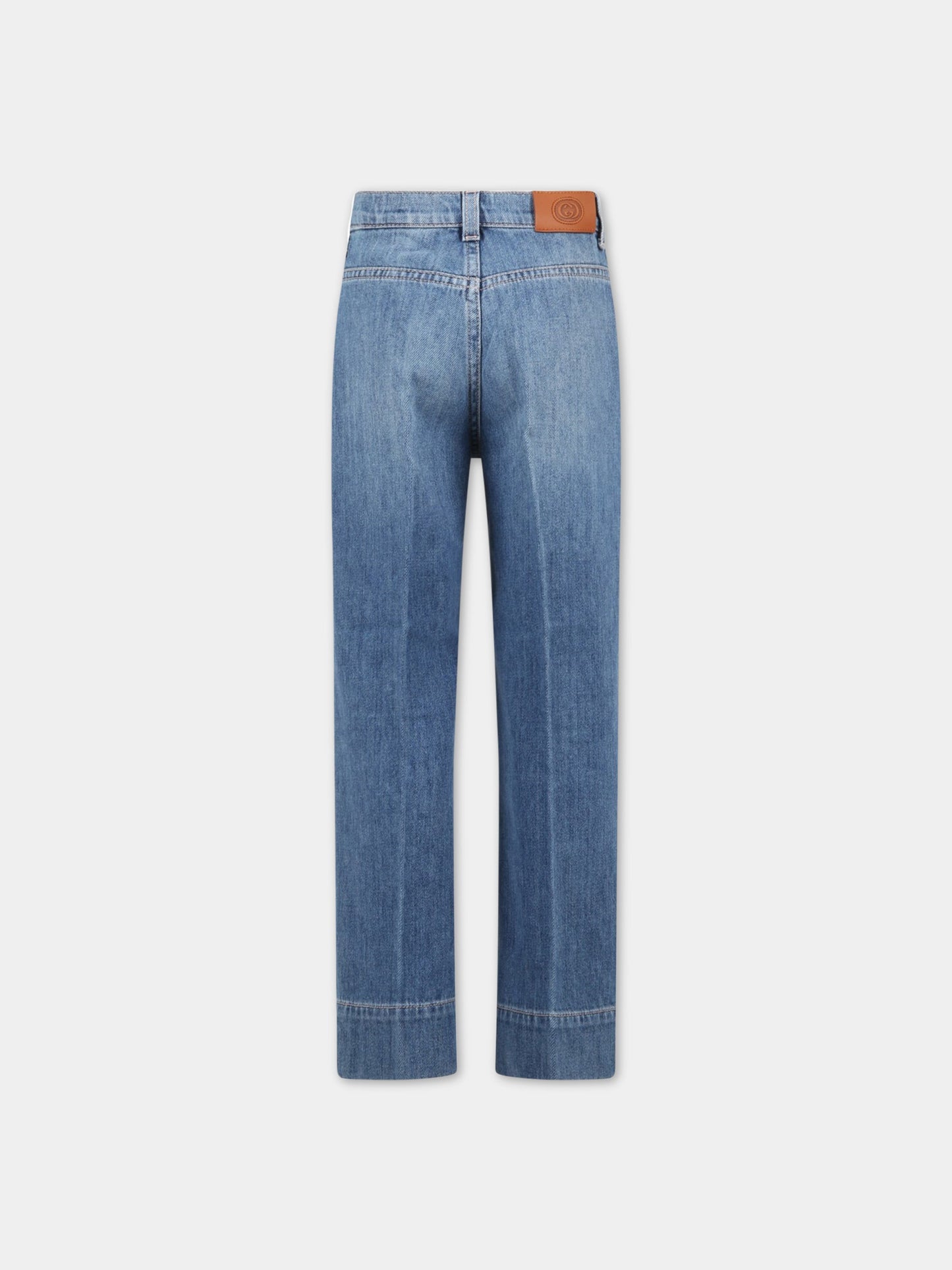 Jeans blu per bambina con morsetti,Gucci Kids,718706 XDB96 4447