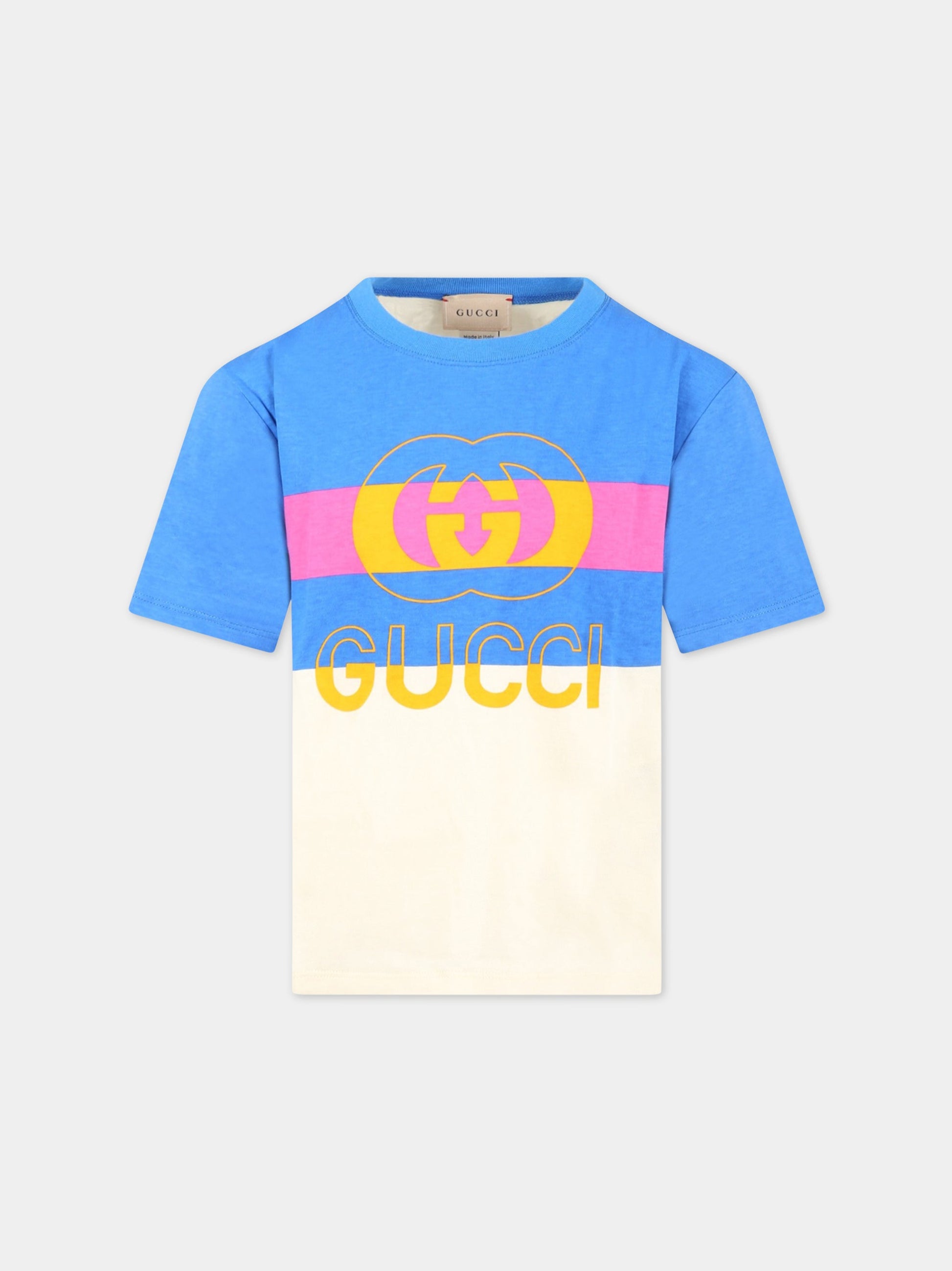 T-shirt multicolor per bambino con GG,Gucci Kids,586167 XJEY7 9756