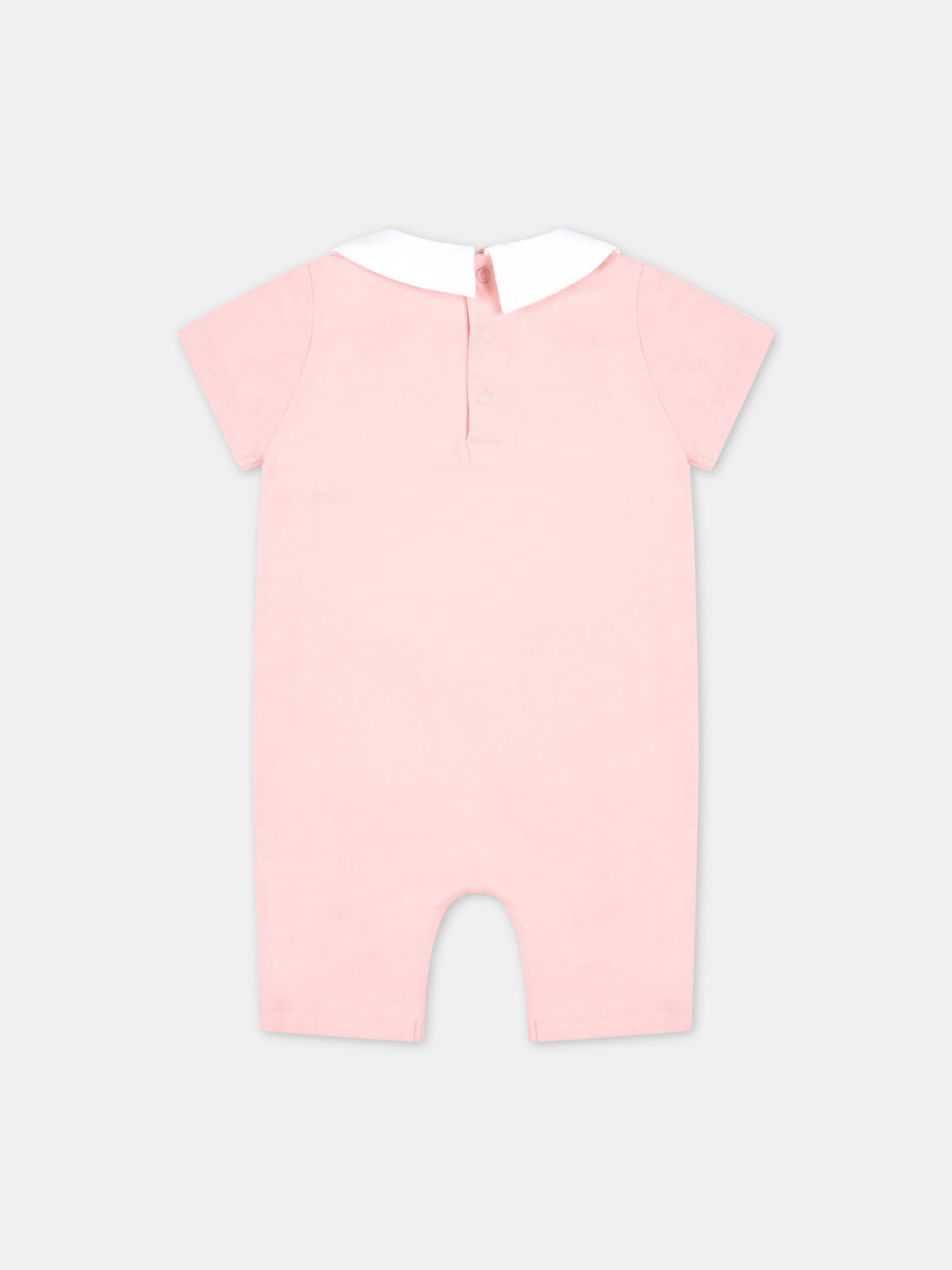 Pagliaccetto rosa per neonata con Teddy Bear e logo nero,Moschino Kids,MUY058 LBA10 50209