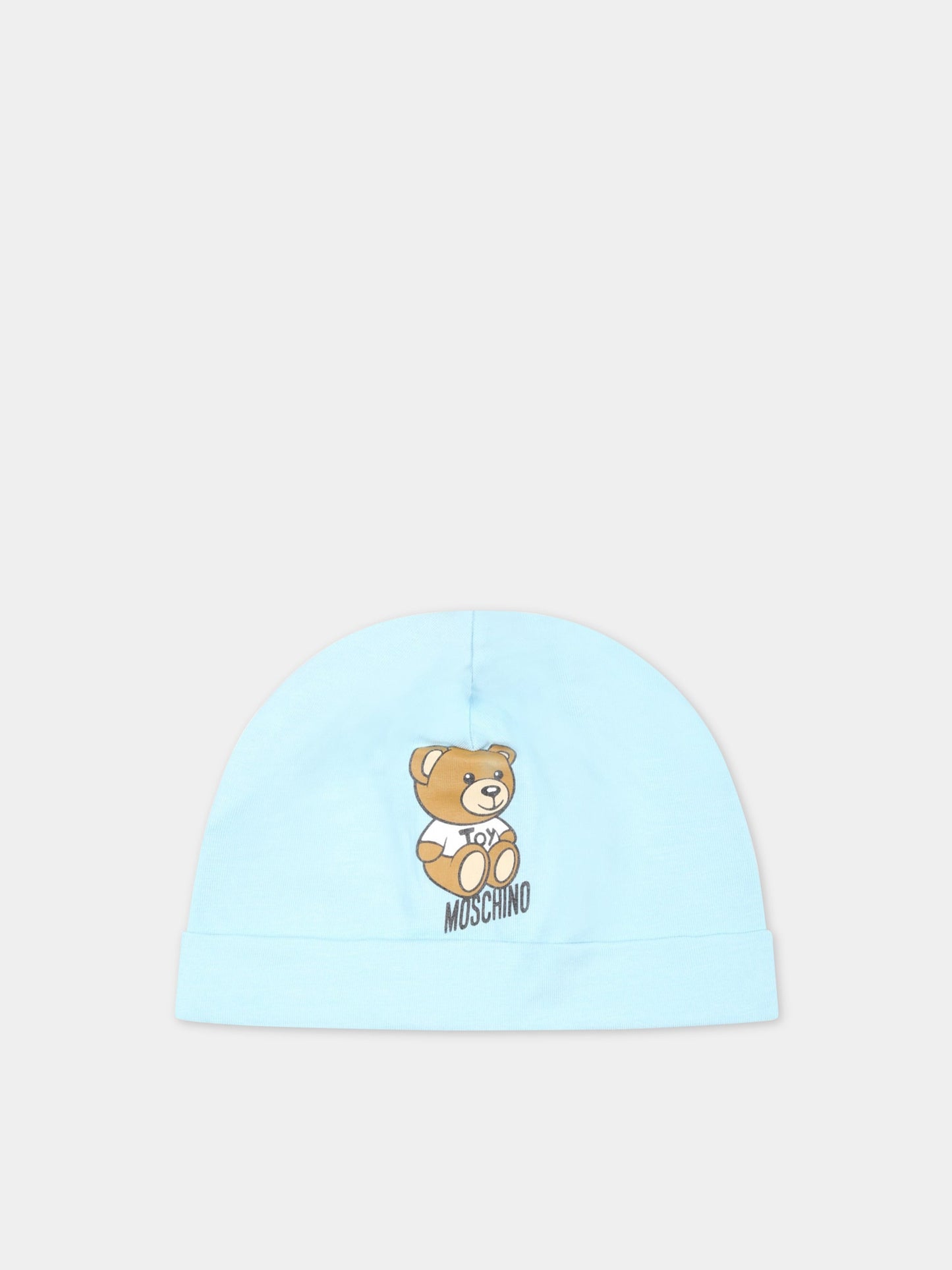 Cappello celeste per neonato con Teddy Bear,Moschino Kids,MUX04E LBA10 40304