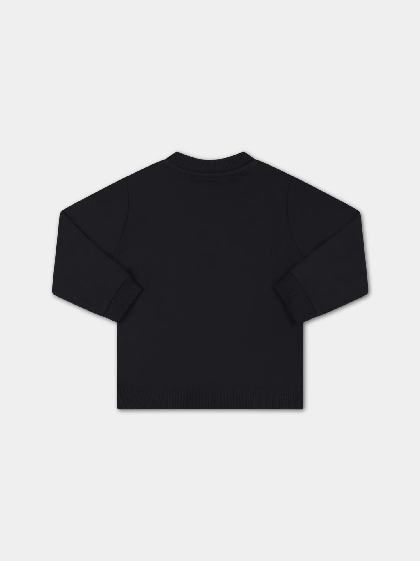 Felpa nera per neonati con Teddy Bear e logo bianco,Moschino Kids,M9F03E LDA00 60100