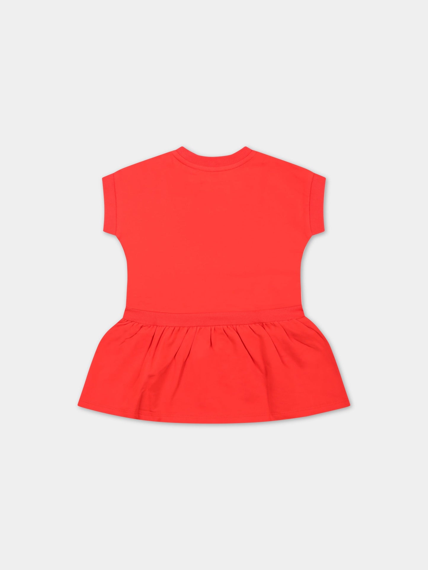 Vestito rosso per neonata con Teddy Bear e logo,Moschino Kids,MAV09I LDA00 50109