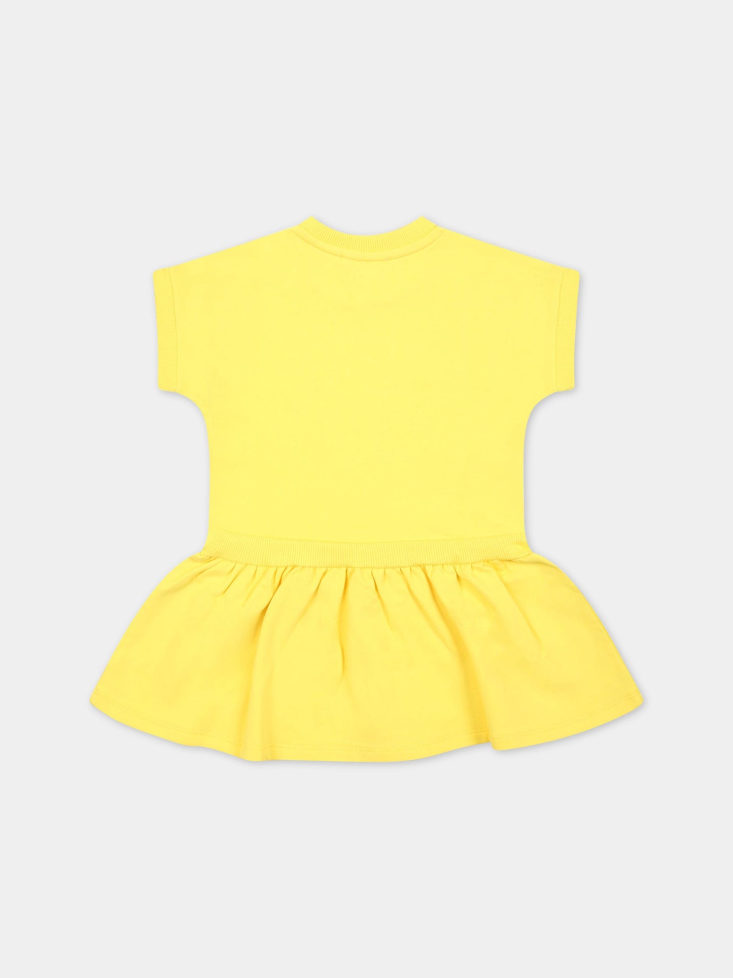 Vestito giallo per neonata con Teddy Bear e logo,Moschino Kids,MAV09I LDA00 50162