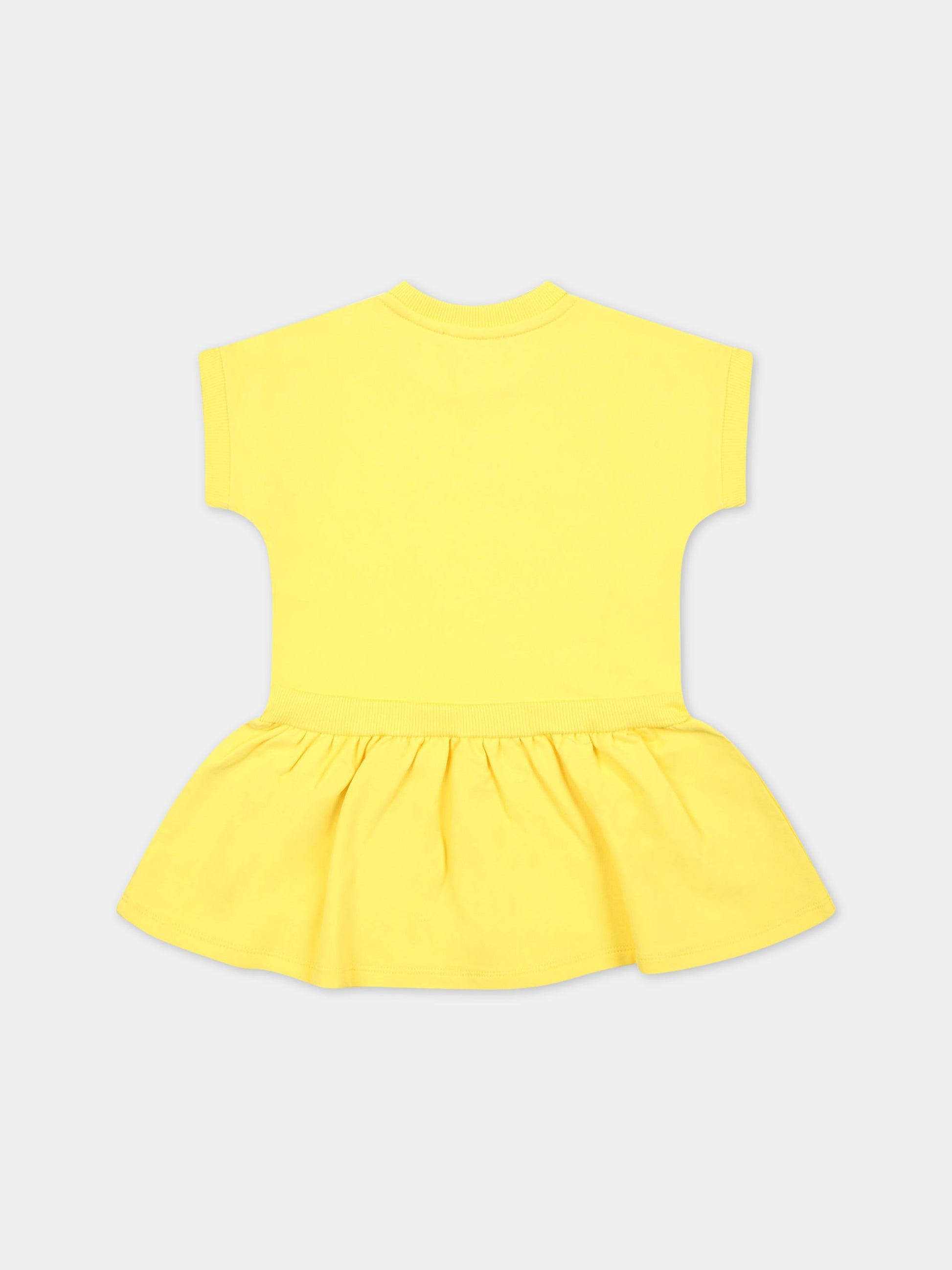 Vestito giallo per neonata con Teddy Bear e logo,Moschino Kids,MAV09I LDA00 50162