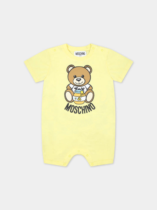 Pagliaccetto giallo per neonati con Teddy Bear,Moschino Kids,MUT03A LAA03 50230