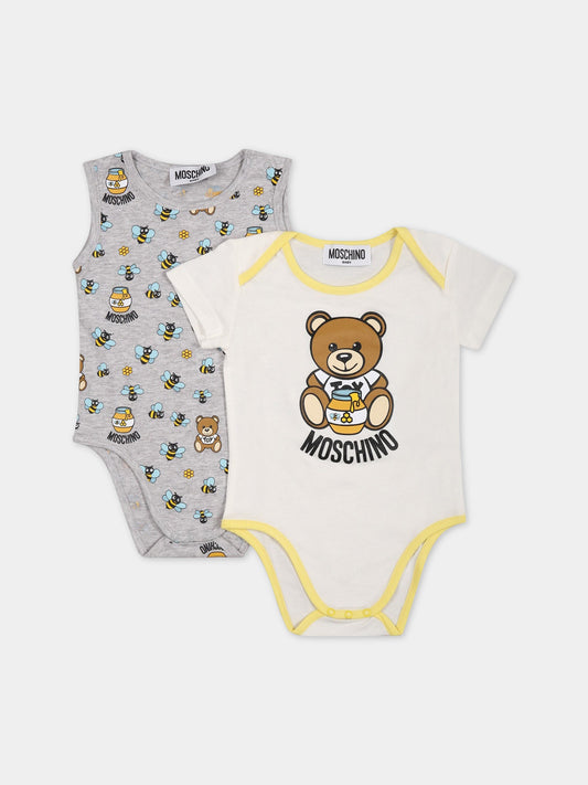 Set multicolor per neonato con Teddy Bear e stampa,Moschino Kids,MUY050 LAB60 84481