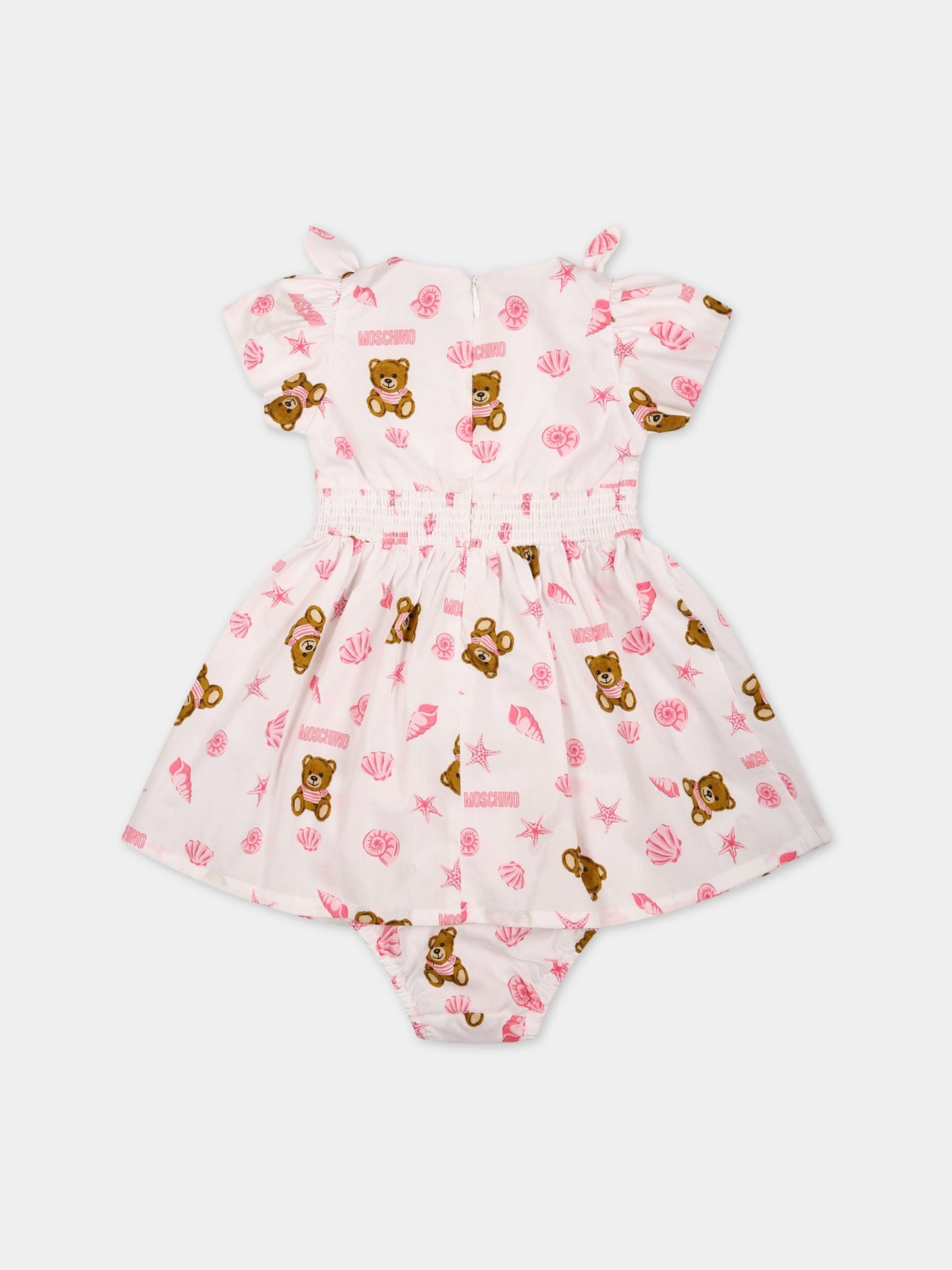 Set bianco per neonata con Teddy Bear e stampa,Moschino Kids,MDV0A8 LLB25 86801