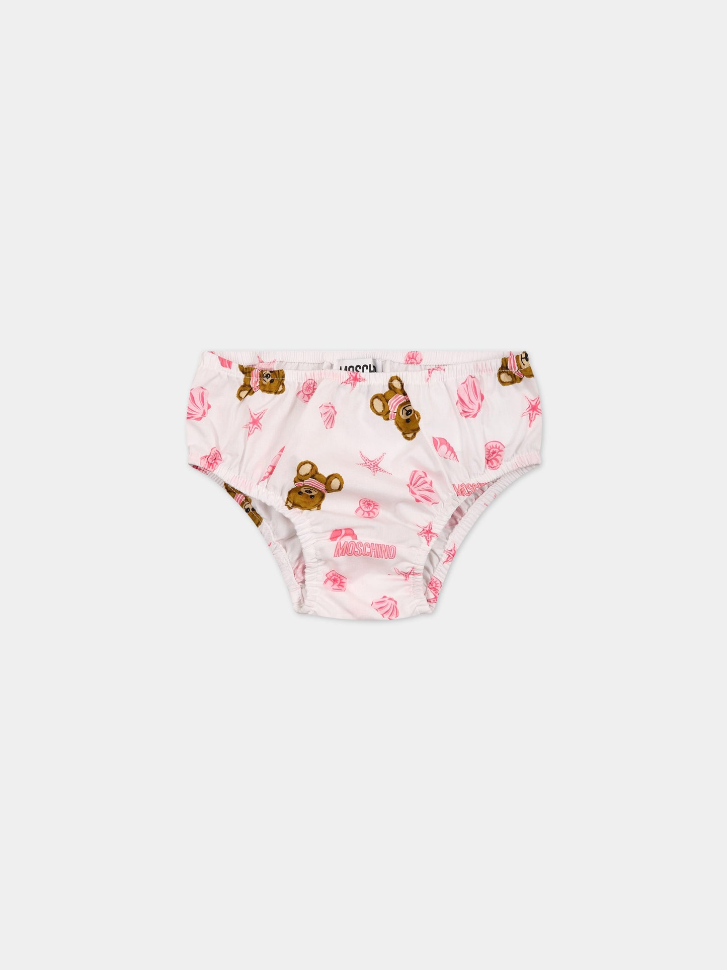 Set bianco per neonata con Teddy Bear e stampa,Moschino Kids,MDV0A8 LLB25 86801