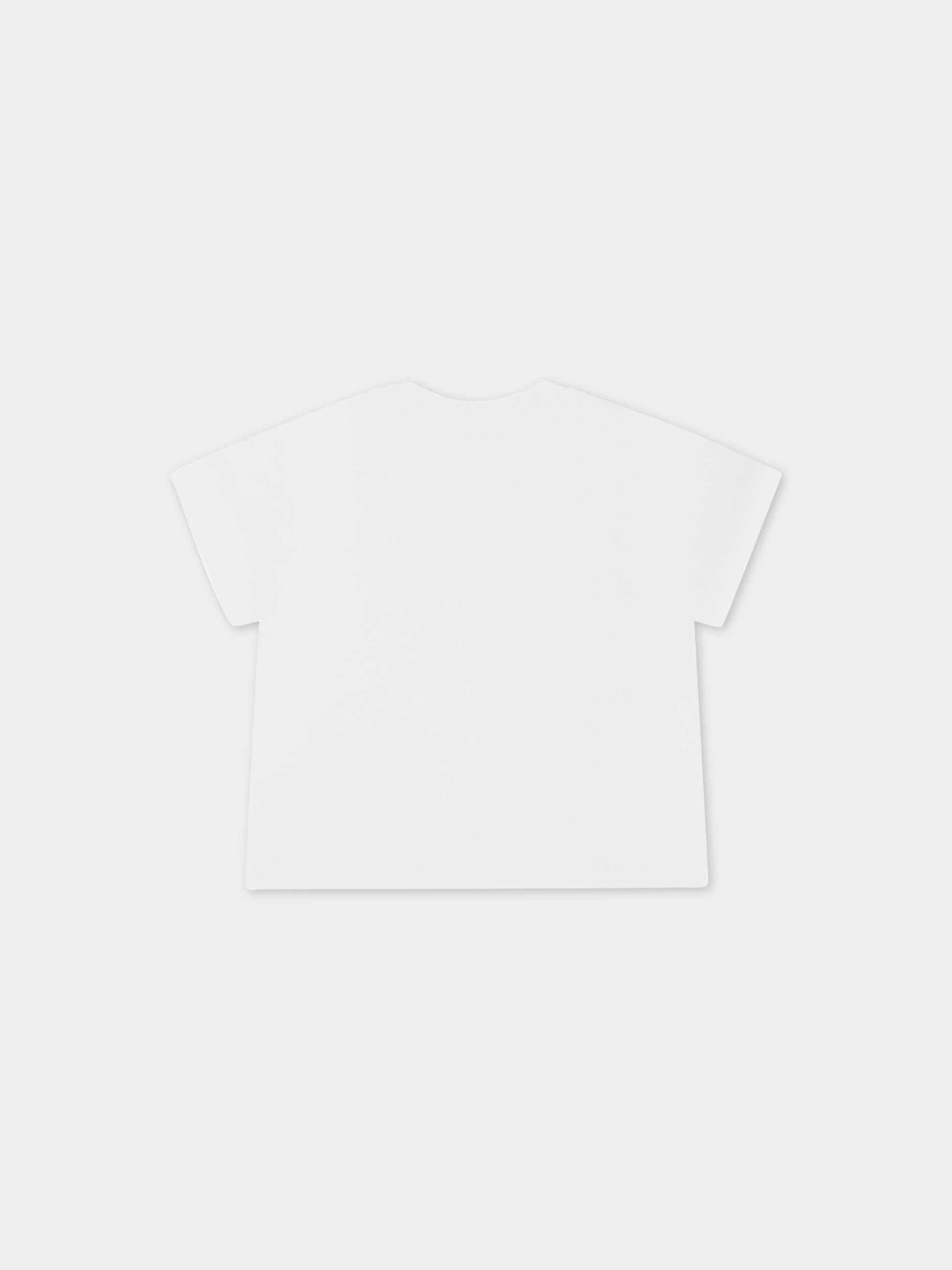 T-shirt bianca per neonati con Teddy Bear e logo,Moschino Kids,MRM032 LAA02 10101
