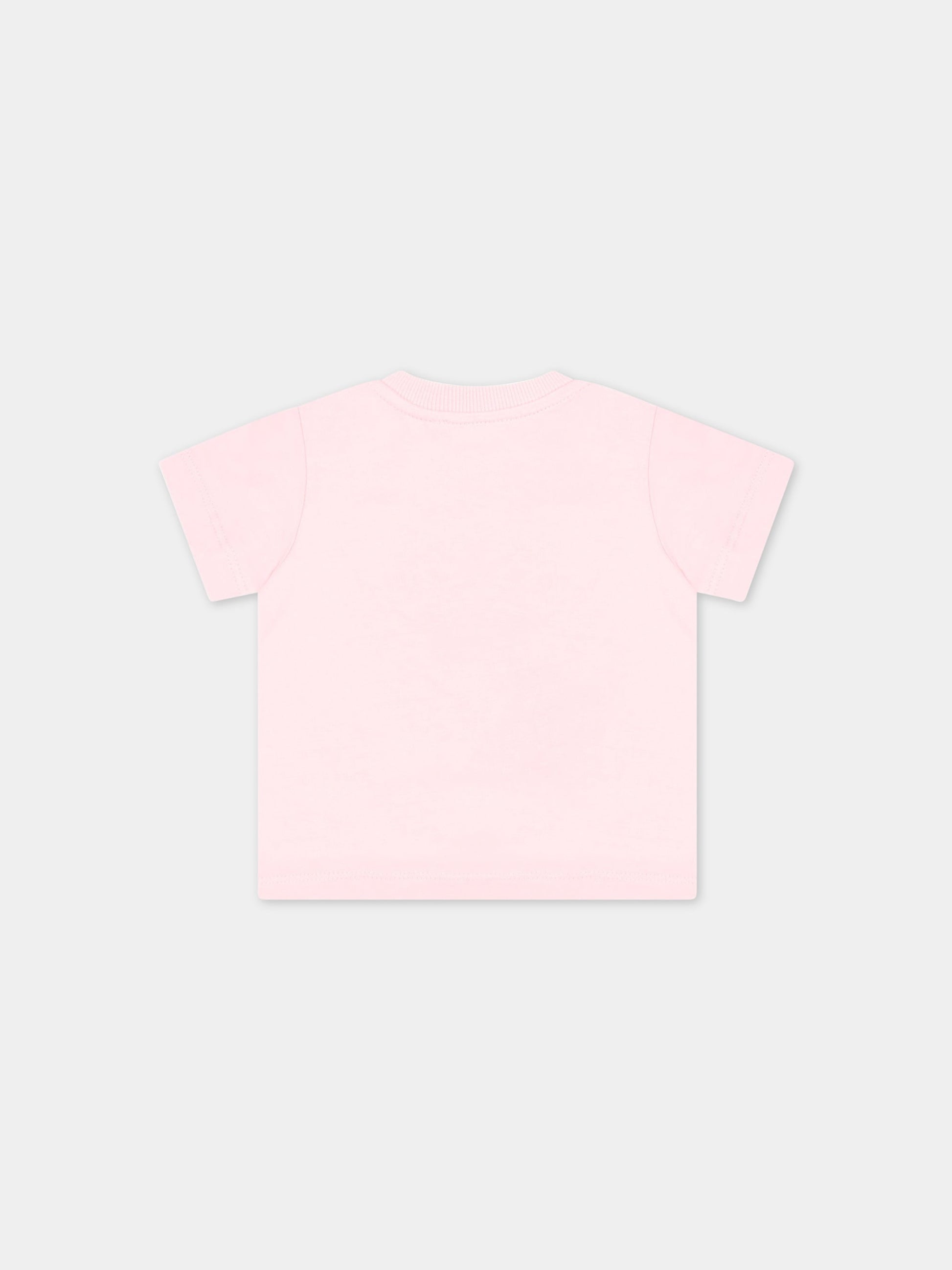 T-shirt rosa per neonata con Teddy Bear e logo,Moschino Kids,MOM032 LAA03 50209