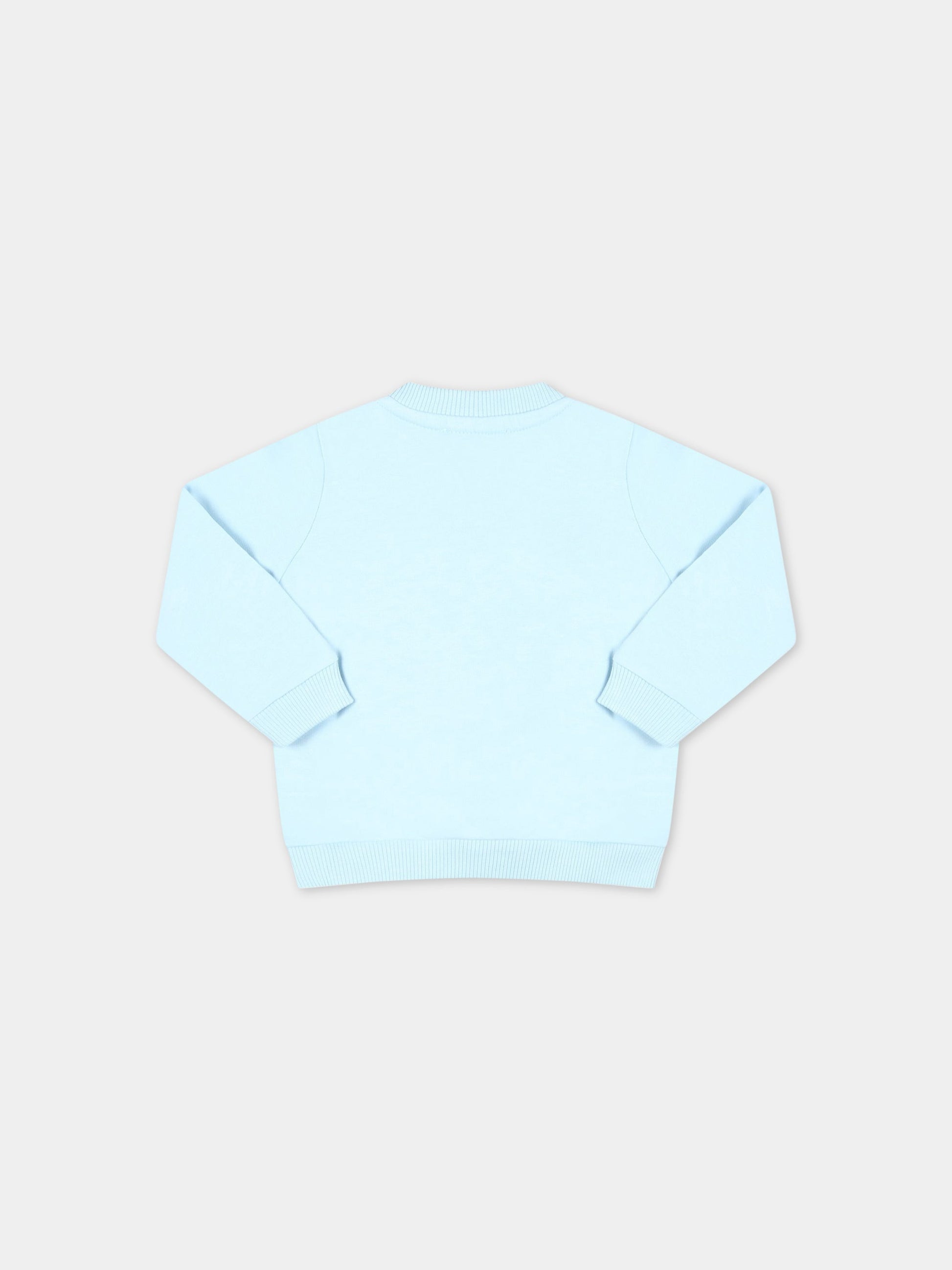 Felpa celeste per neonato con Teddy Bear e logo bianco,Moschino Kids,MMF04Q LCA19 40304