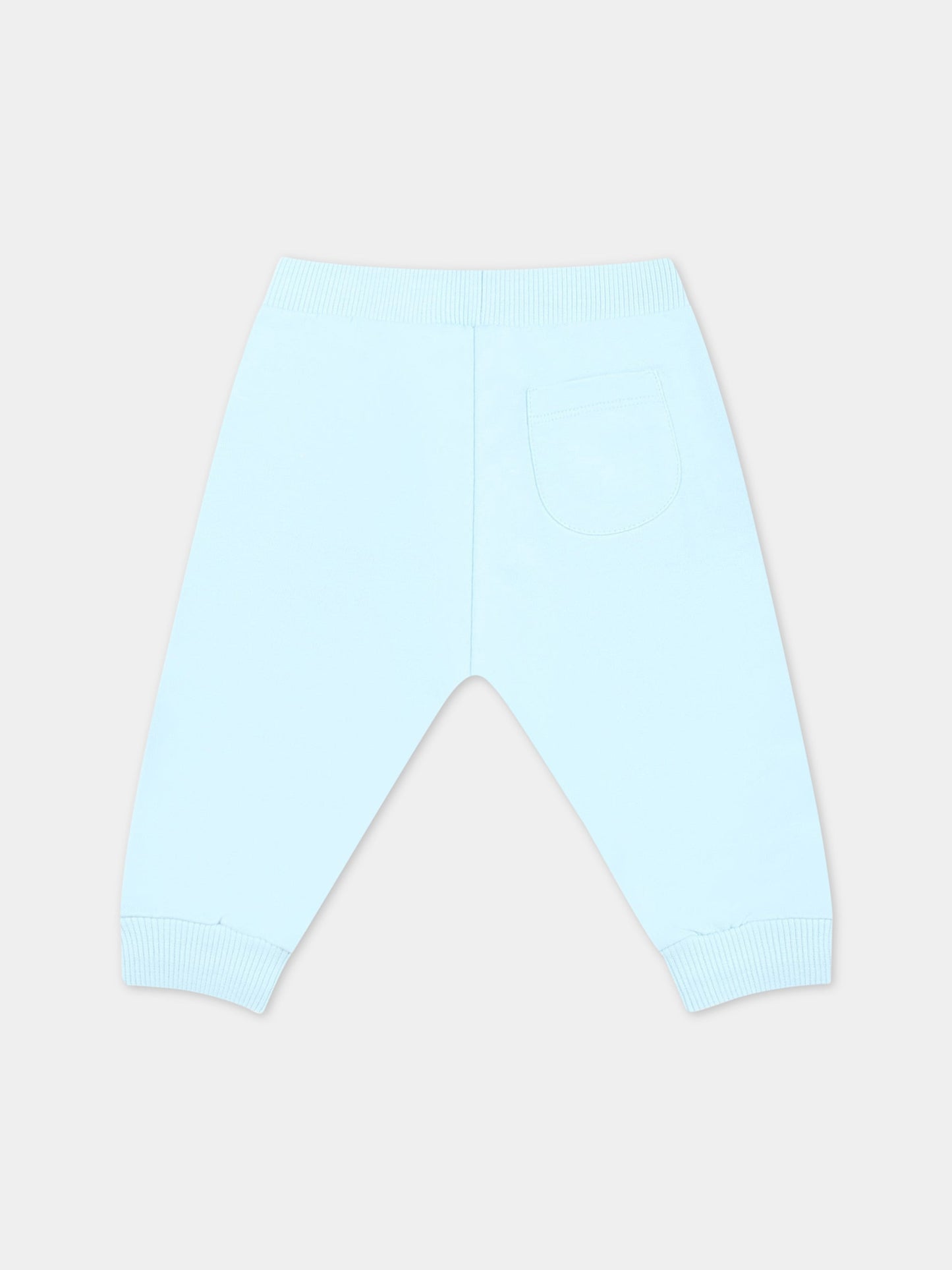 Pantaloni celesti da tuta per neonato con Teddy Bear,Moschino Kids,MZP02I LCA19 40304