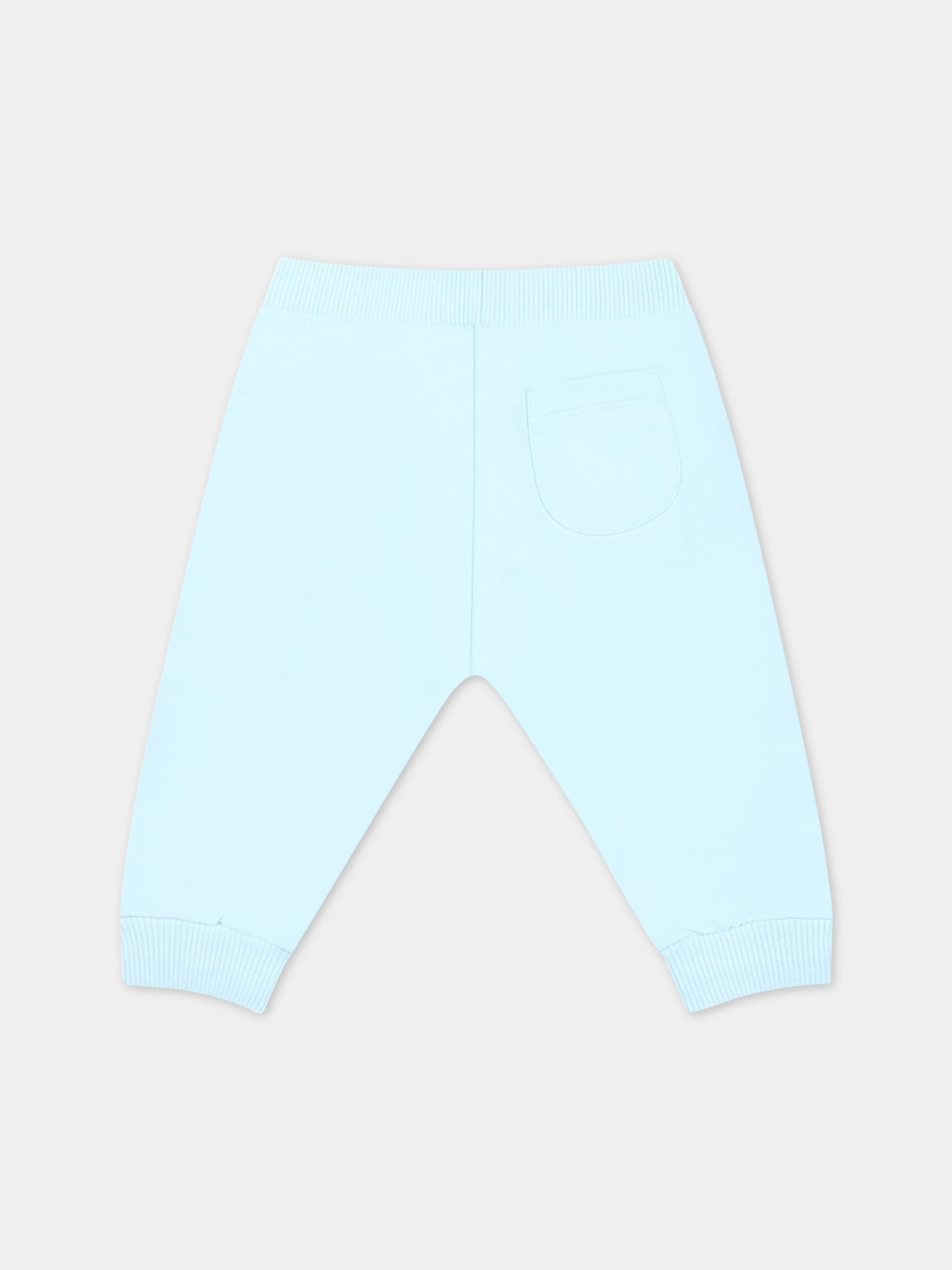 Pantaloni celesti da tuta per neonato con Teddy Bear,Moschino Kids,MZP02I LCA19 40304