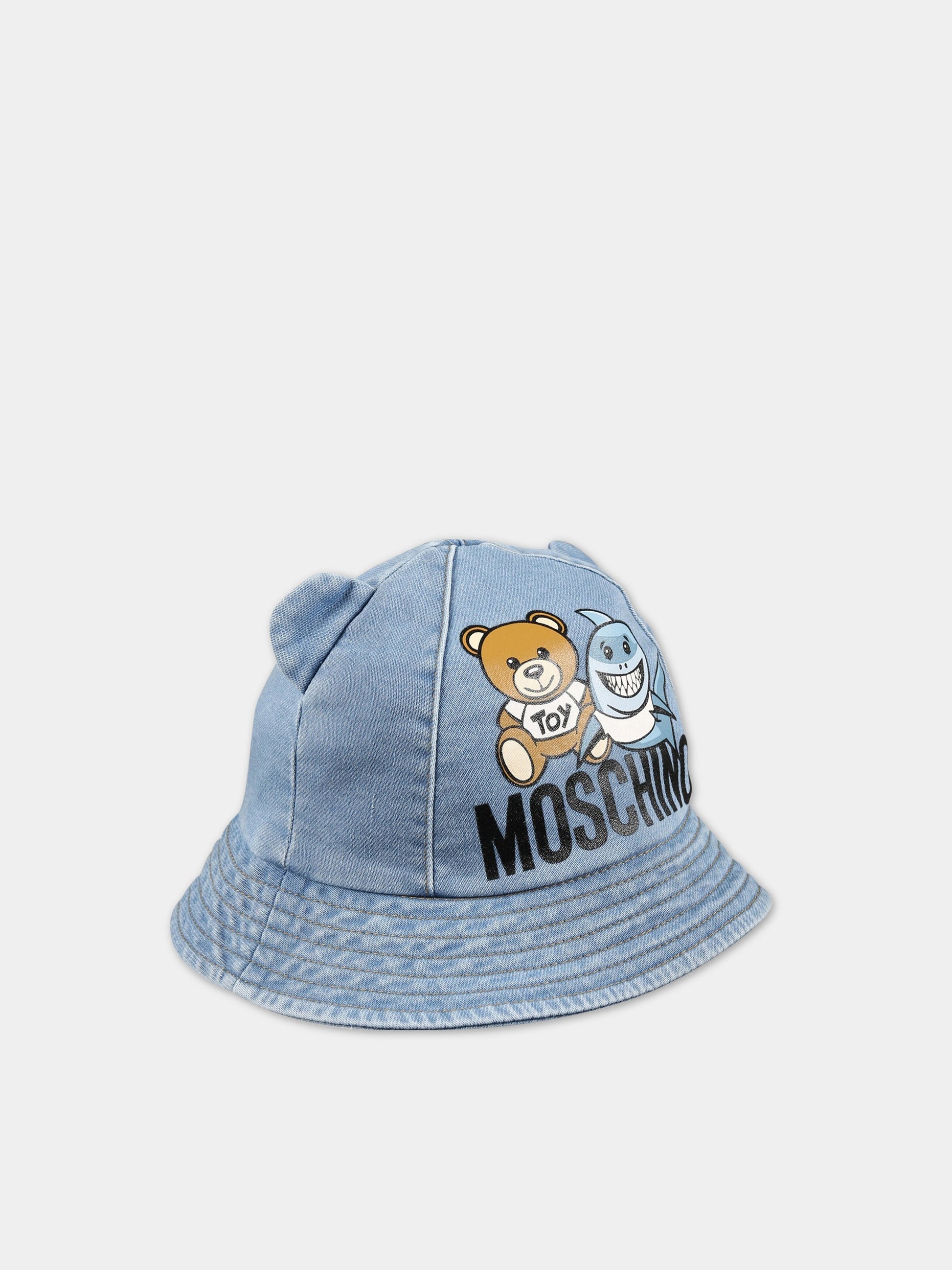 Cloche blu per neonato con stampa Teddy Bear,Moschino Kids,MUX04B LDE13 40020