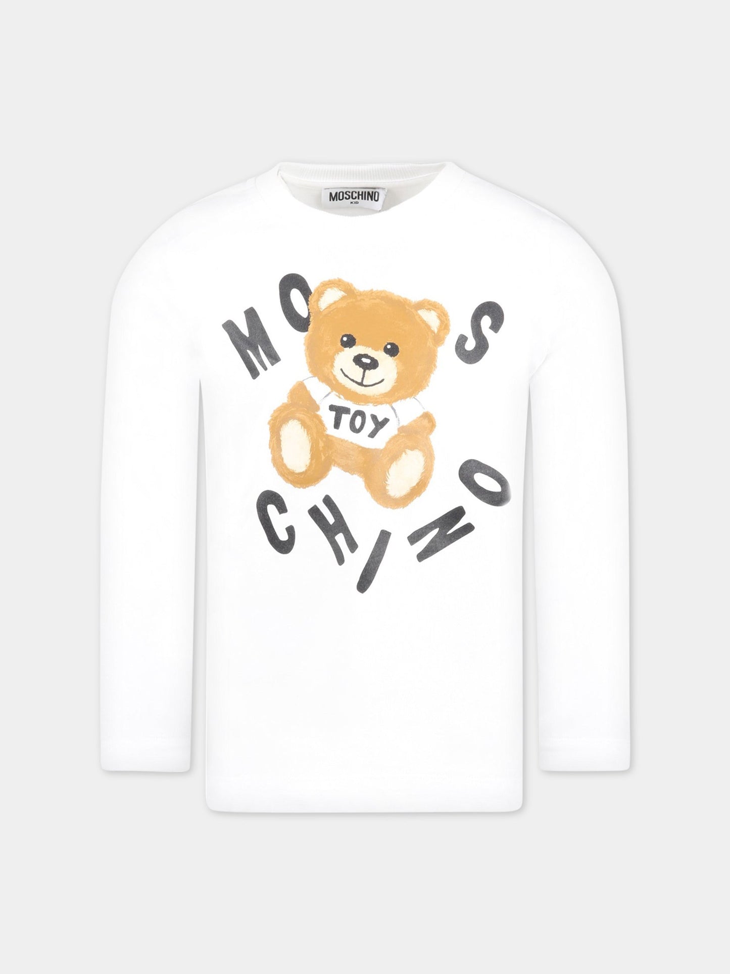 T-shirt bianca per bambini con Teddy Bear,Moschino Kids,HUO00Q LAA23 10101