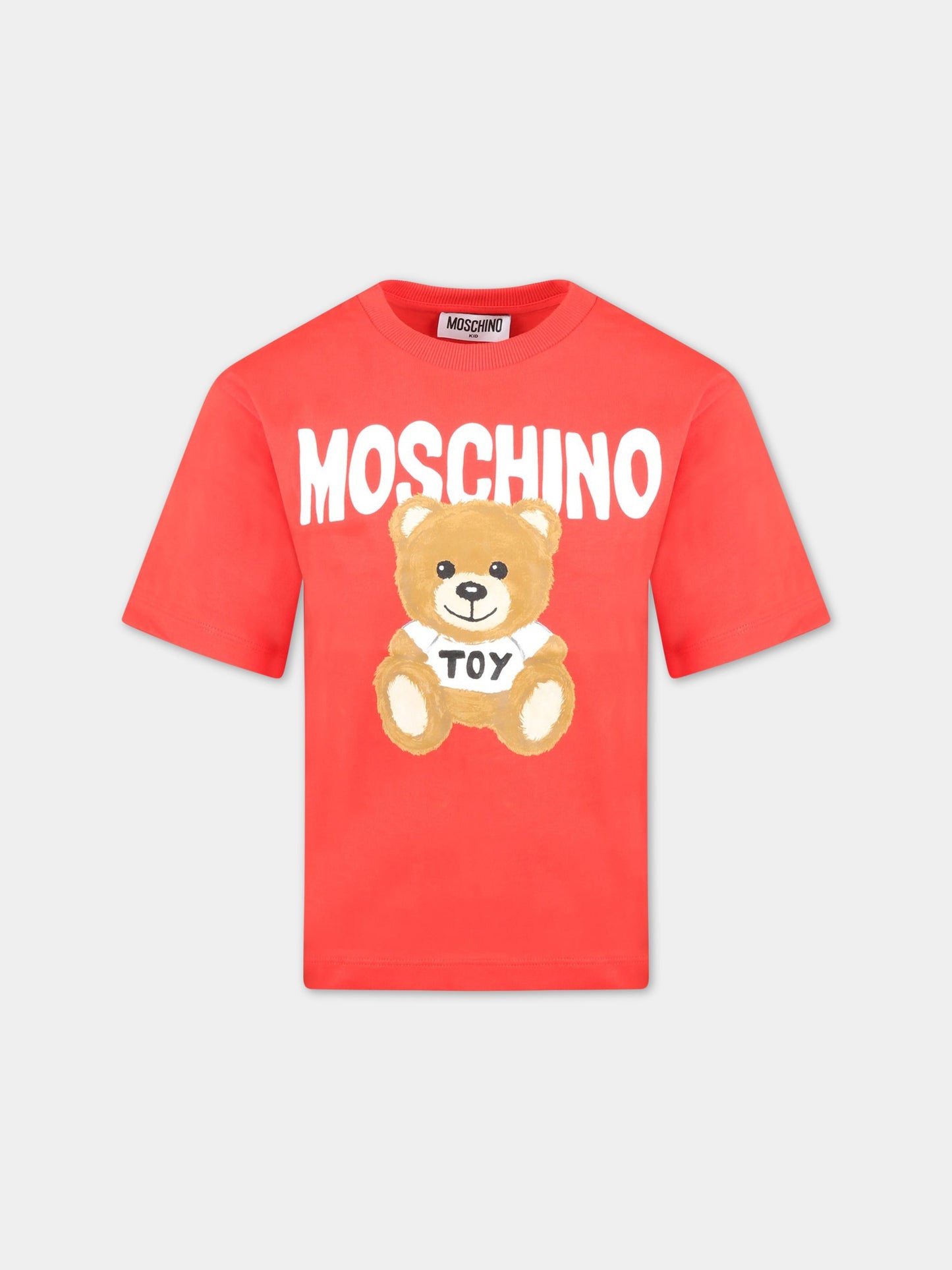 T-shirt rossa per bambini con Teddy Bear,Moschino Kids,HOM03R LAA23 50109