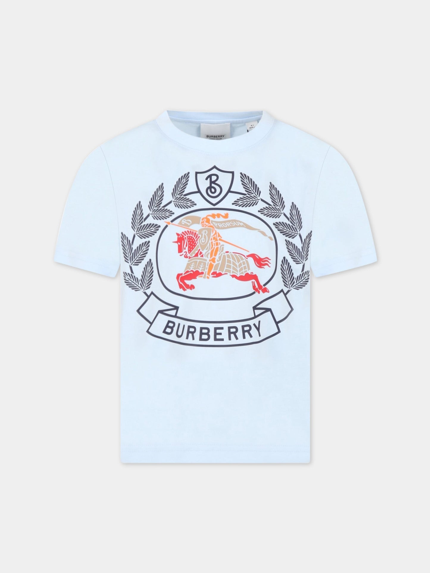 T-shirt celeste per bambino con cavaliere,Burberry Kids,8063356