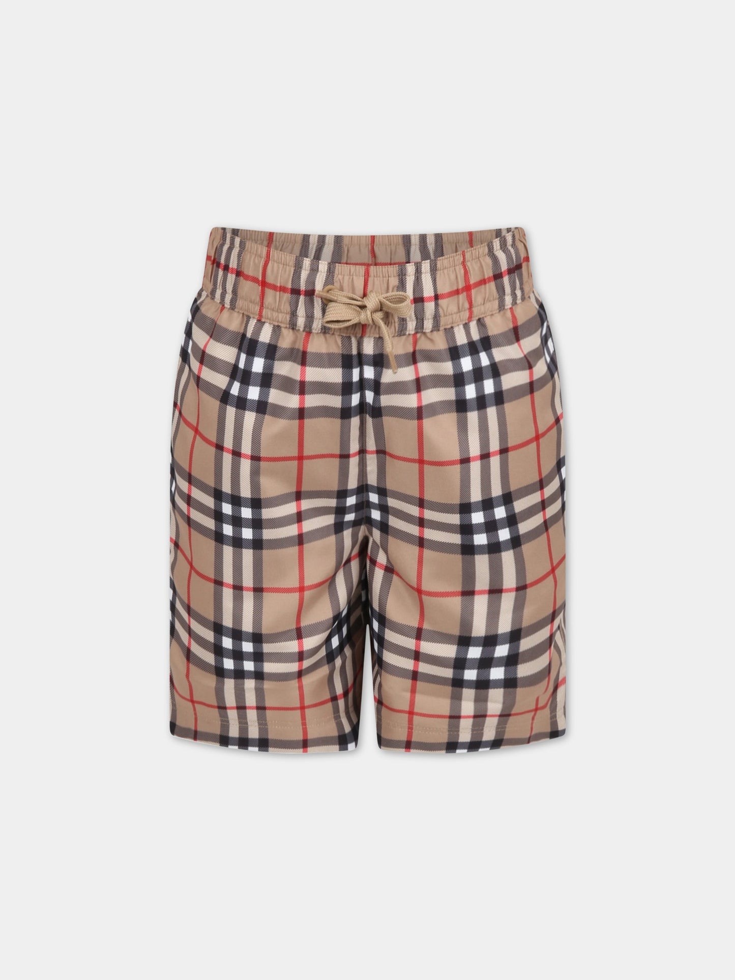 Boxer beige da mare per bambino con iconico check vintage,Burberry Kids,8062274
