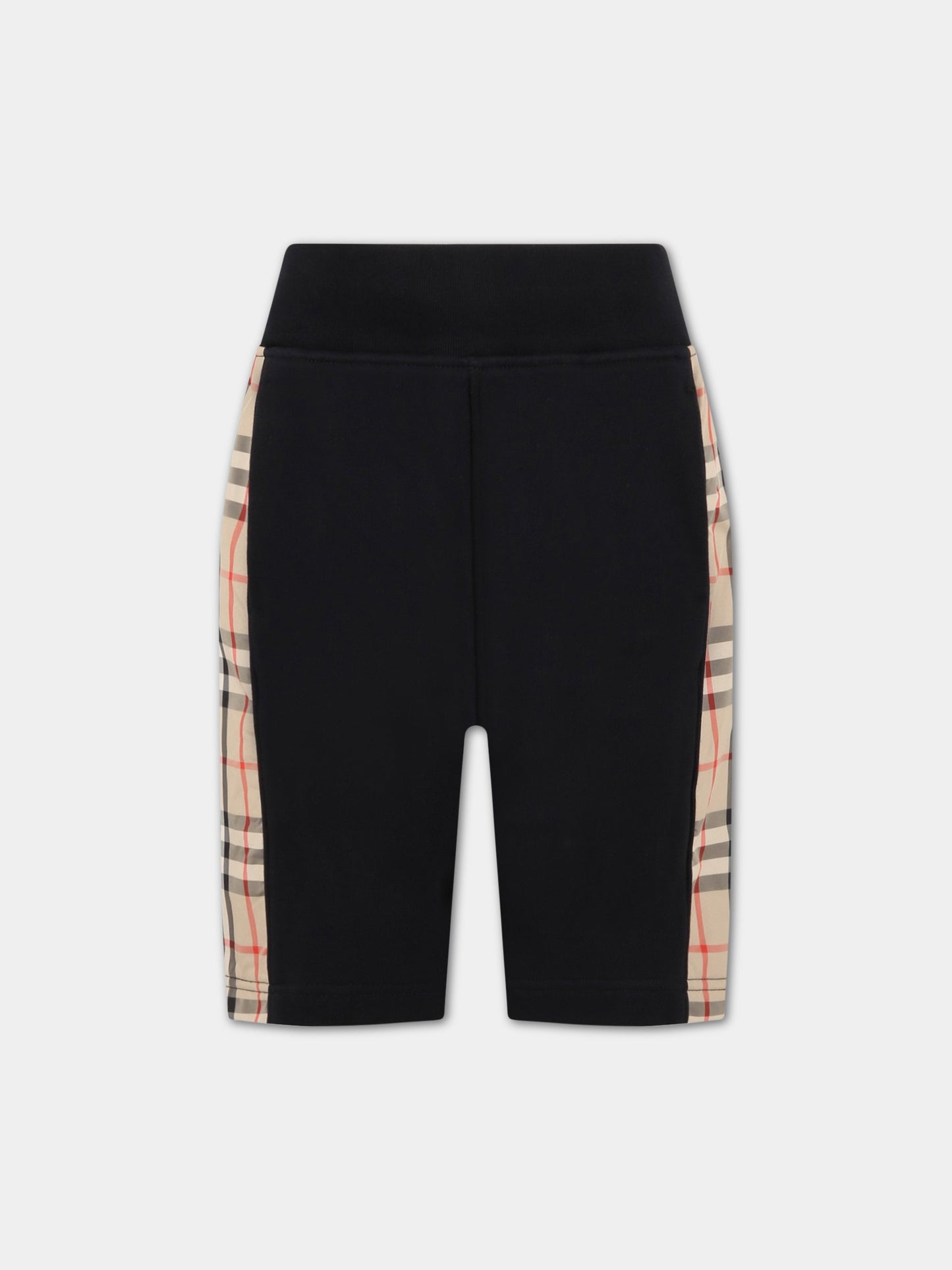 Shorts neri per bambino con check vintage,Burberry Kids,8060958