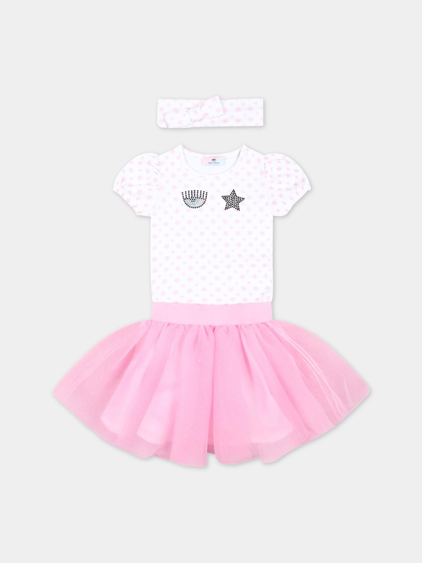 Completo multicolor per neonata con iconico occhiolino e stelle,Chiara Ferragni Collection,55A503 1001 9990