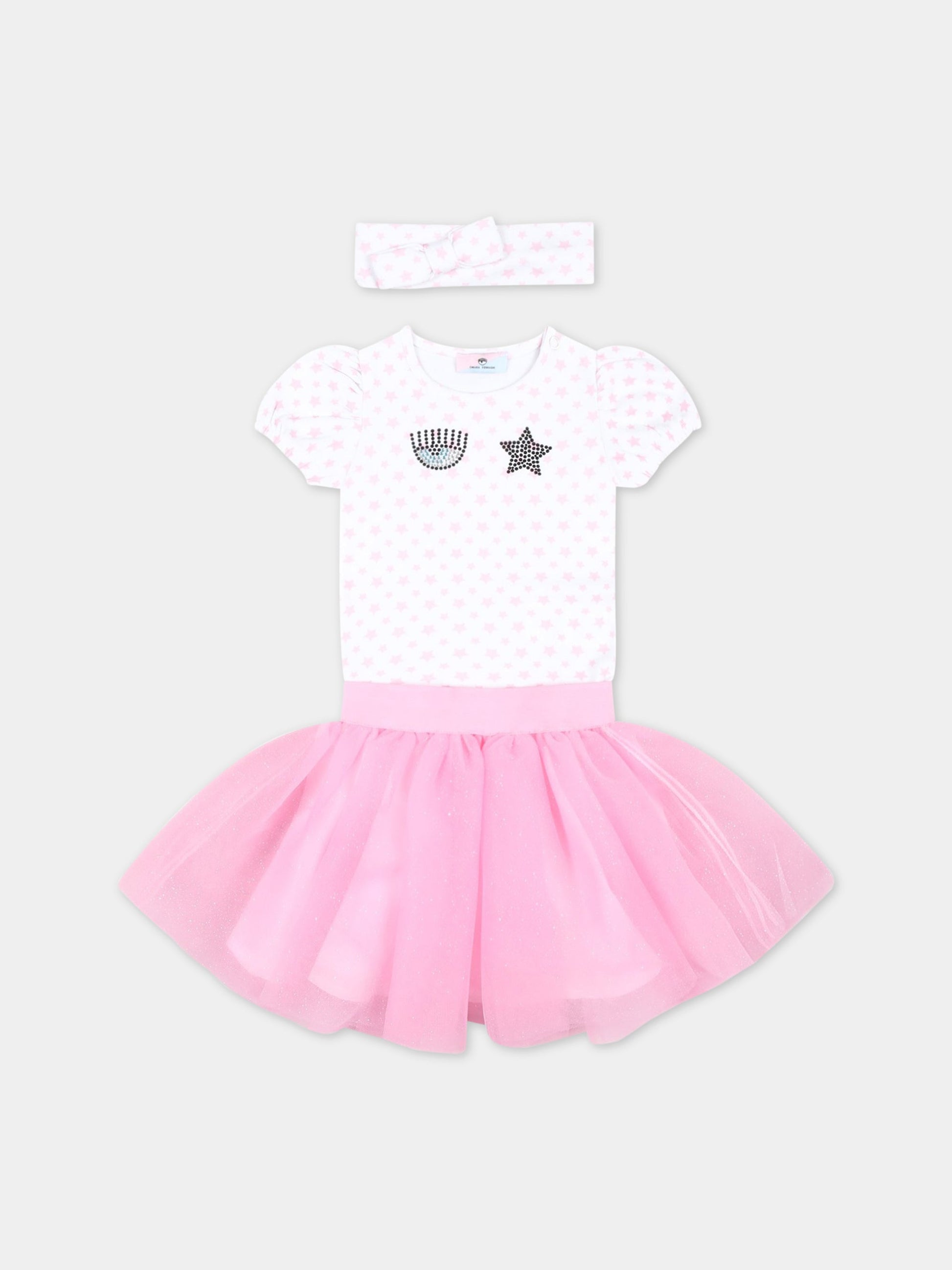 Completo multicolor per neonata con iconico occhiolino e stelle,Chiara Ferragni Collection,55A503 1001 9990