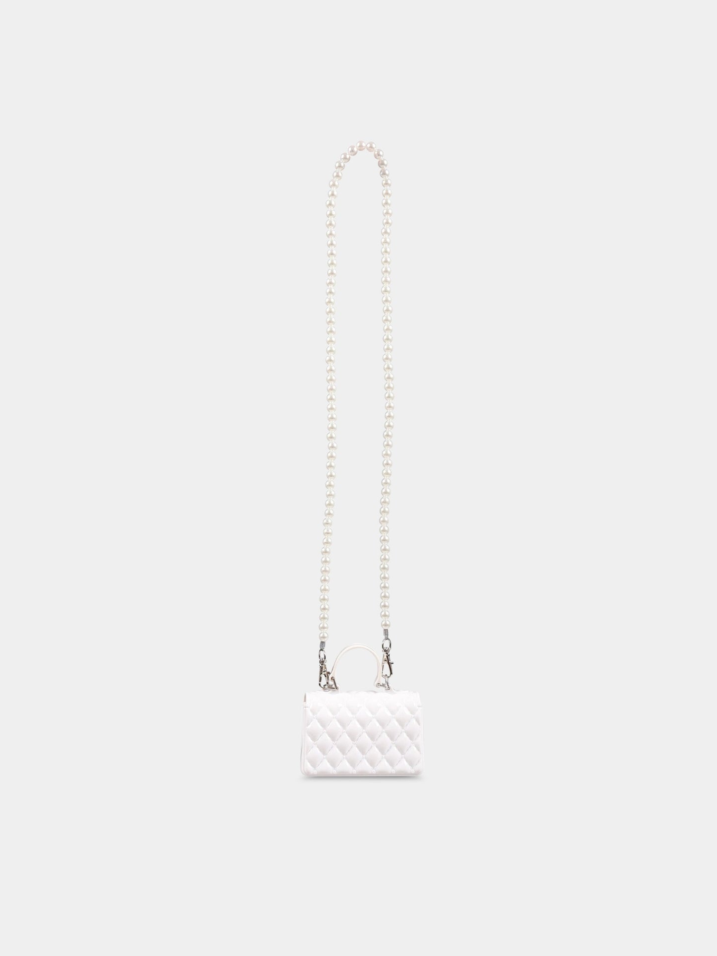 Mini-borsa bianca per bambina con strass,Monnalisa,77A000 1077 0001
