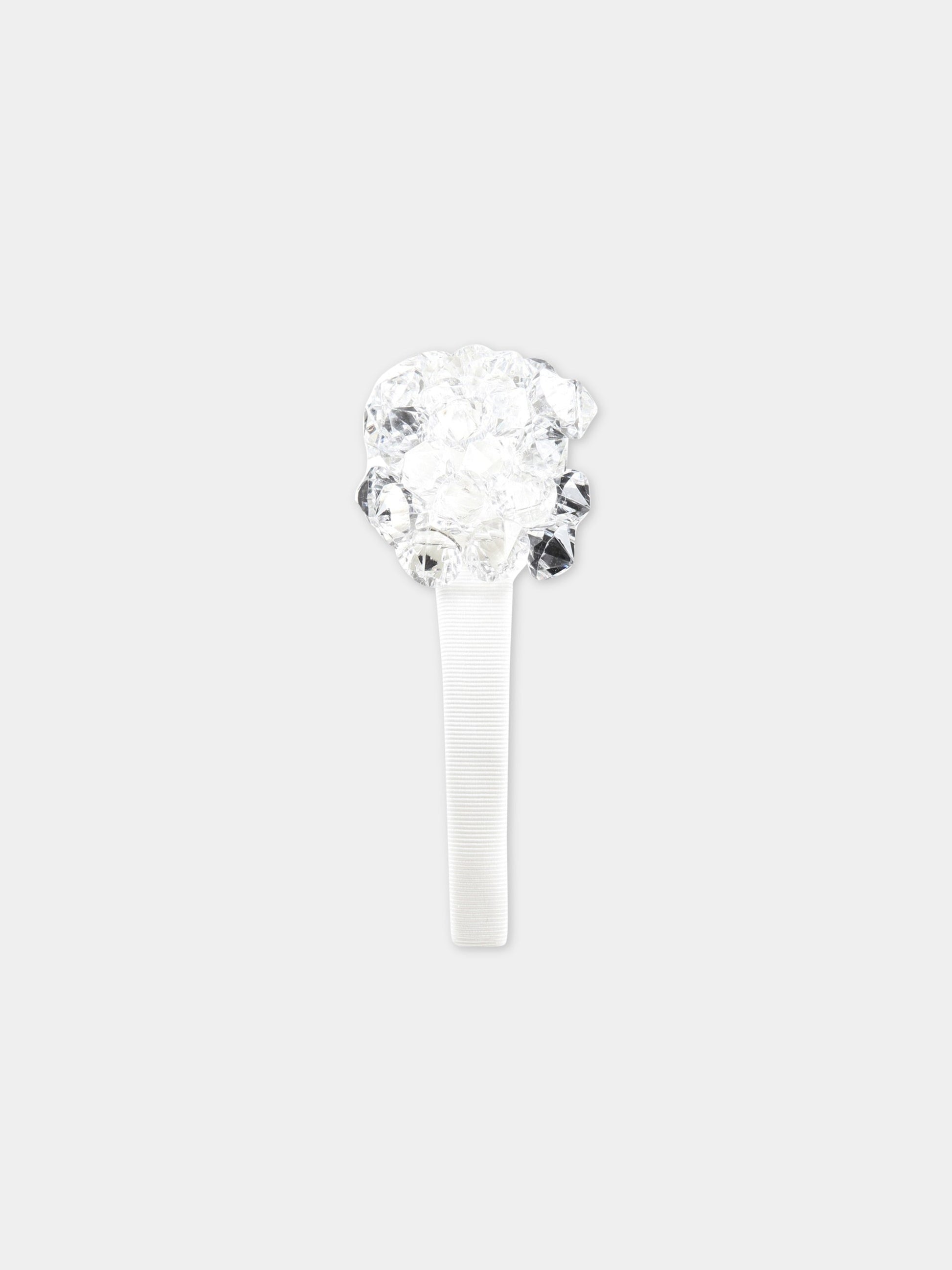 Cerchietto bianco per bambina con diamanti,Monnalisa,79A000 1075 0001