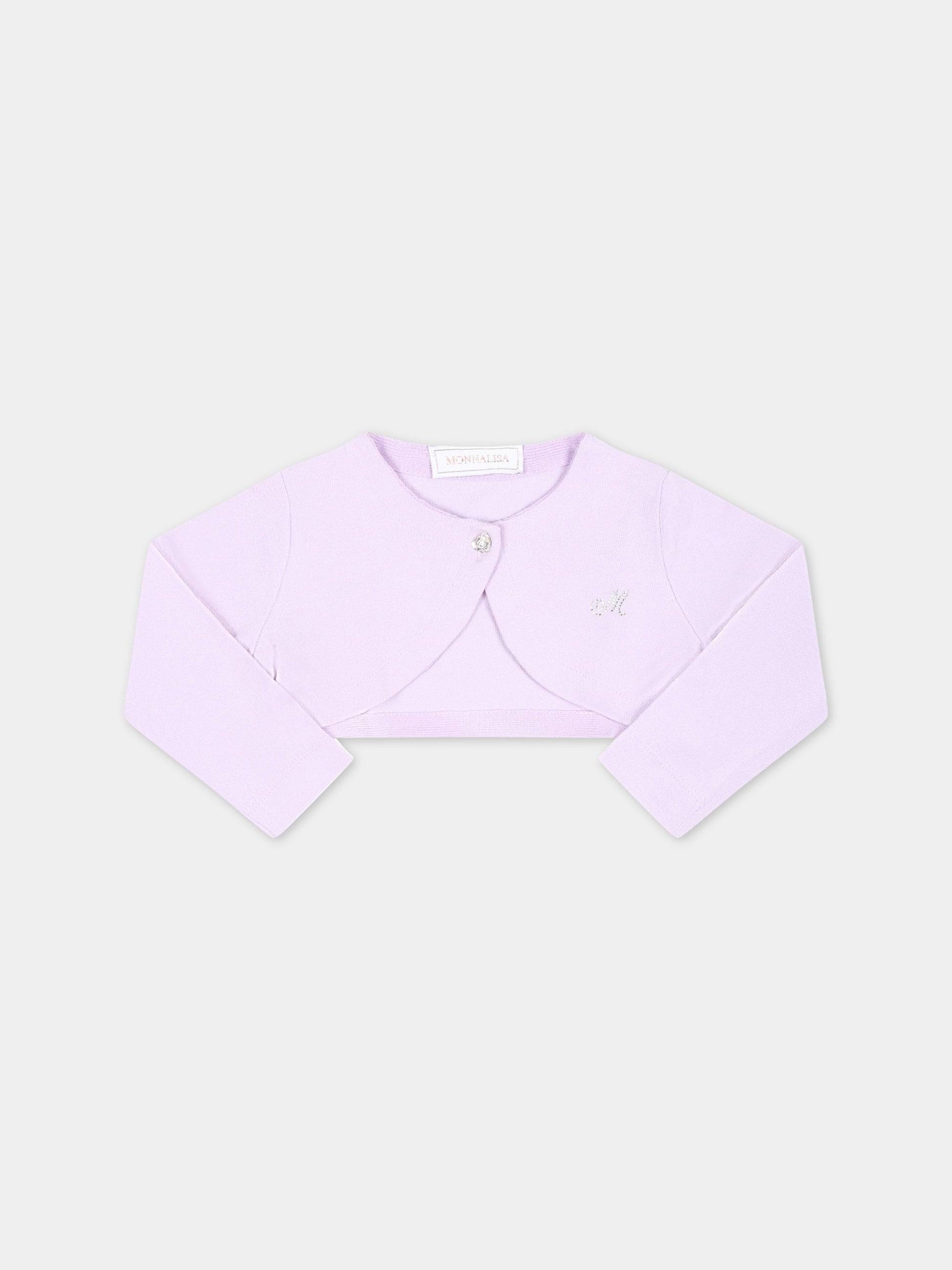 Cardigan viola per neonata con logo,Monnalisa,37A800 1204 0065