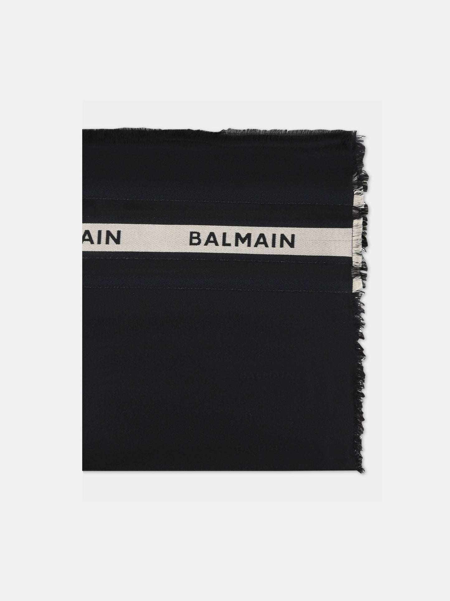 Sciarpa nera per bambini con logo,Balmain Kids,BS0A13 Z1192 930AV