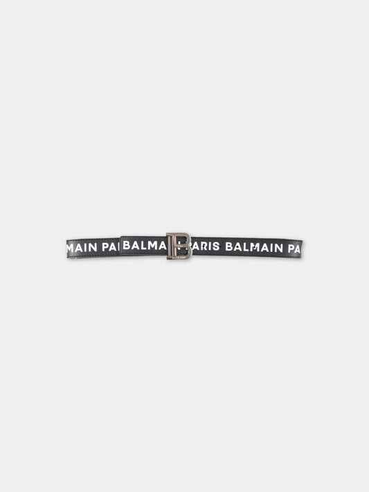 Cintura nera per bambini con logo bianco,Balmain Kids,BS0P21 Z0847 930