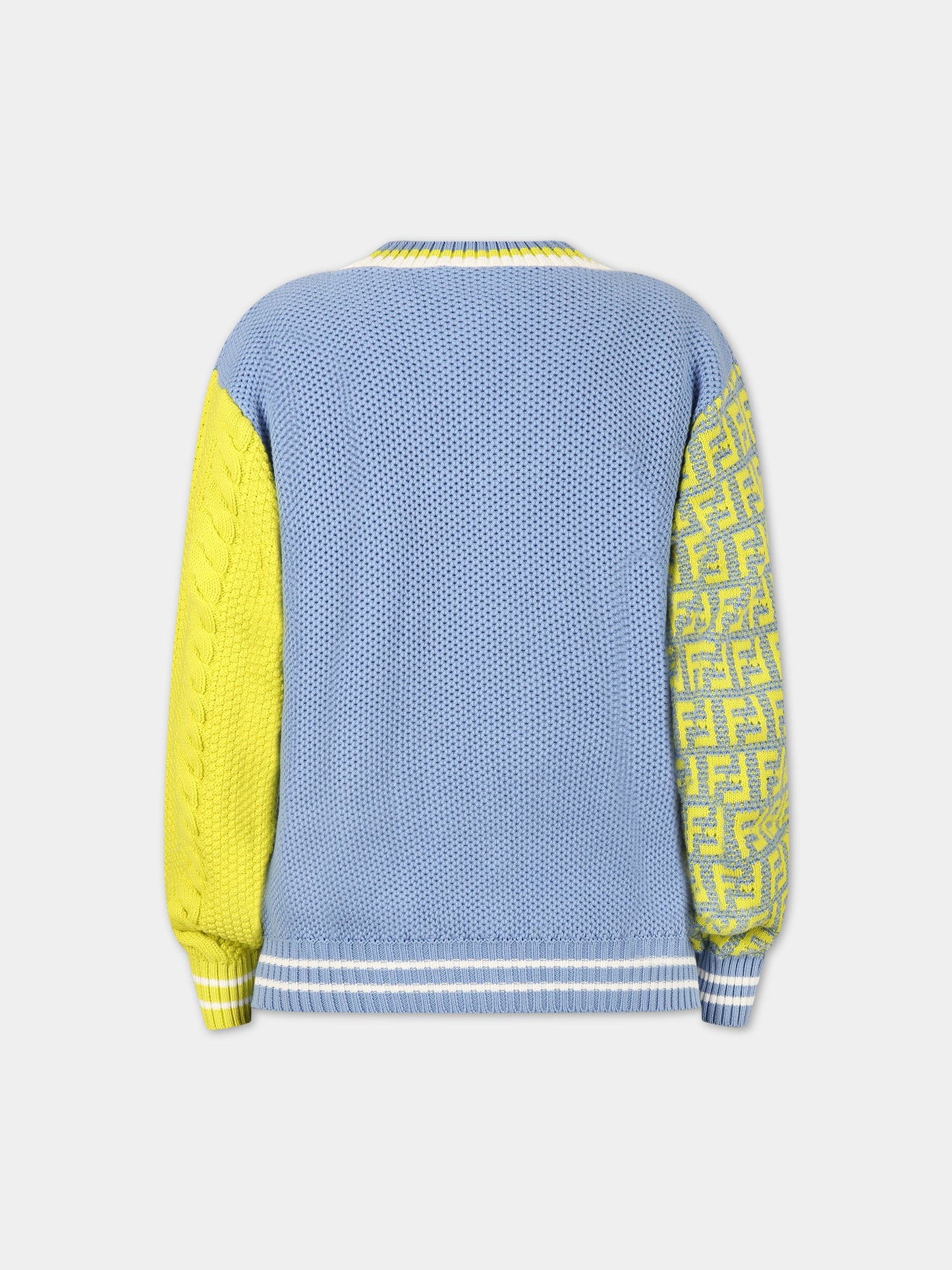 Cardigan multicolor per bambino con iconiche doppie FF,Fendi Kids,JMG095 AMHC F1JKV