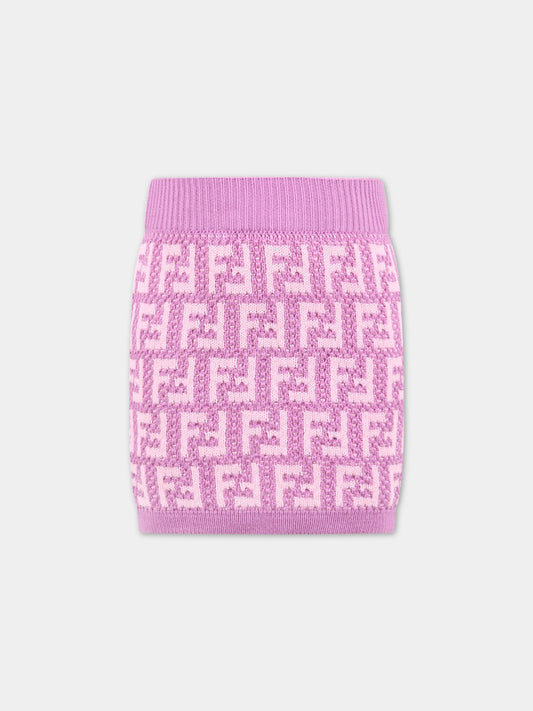 Gonna viola per bambina con FF,Fendi Kids,JFG117 AMJF F10WJ