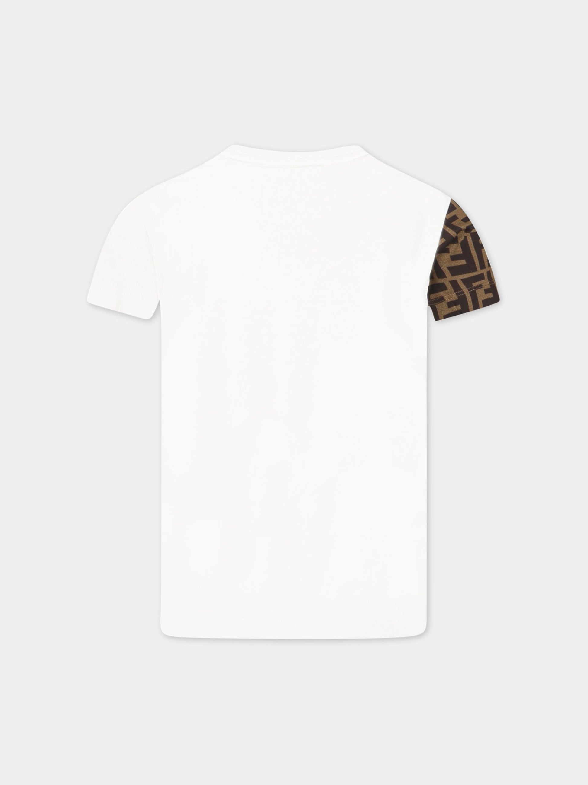 T-shirt bianca per bambino con logo,Fendi Kids,JMI416 7AJ F0TU9