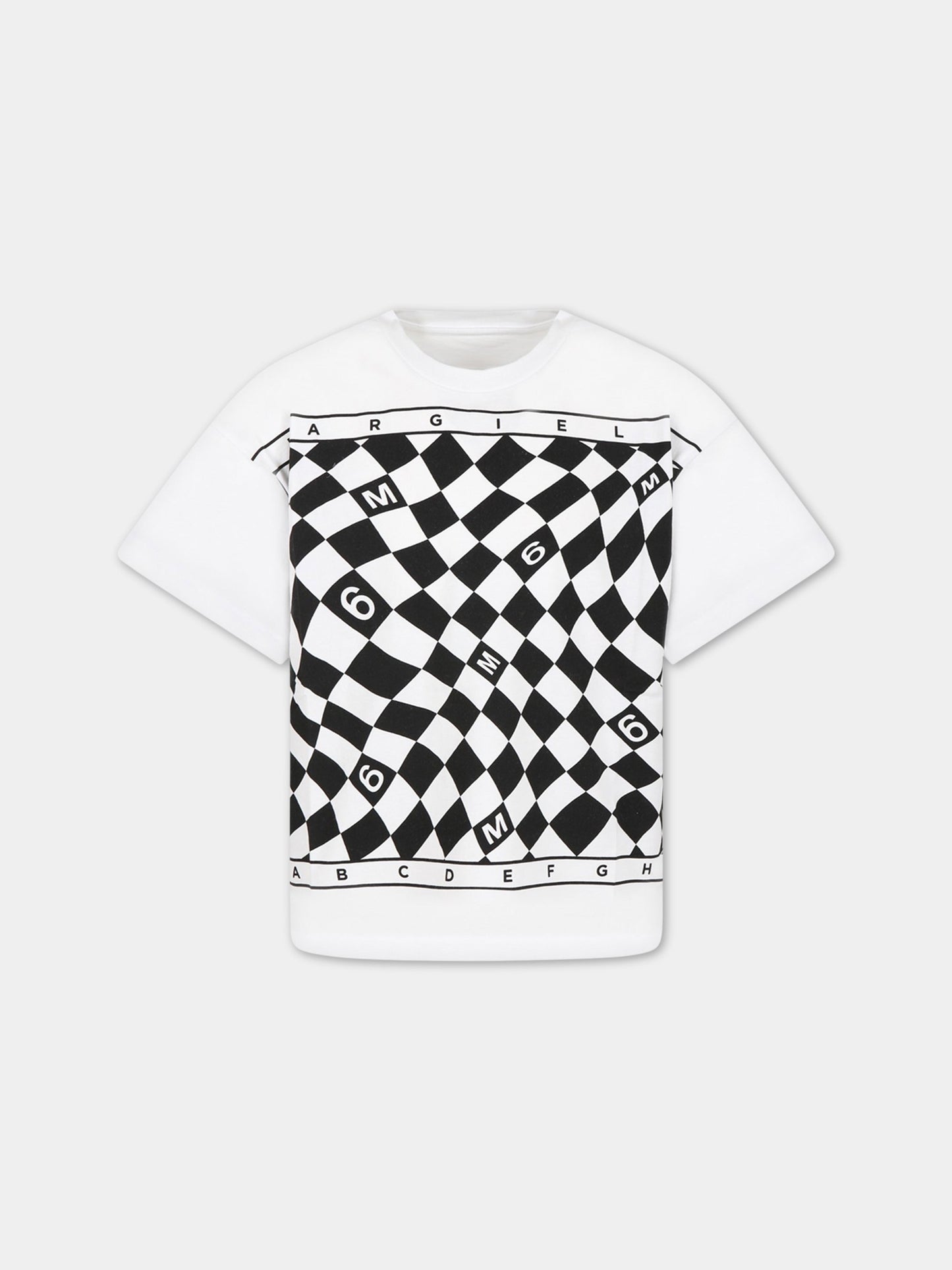 T-shirt bianca per bambino con logo,Mm6 Maison Margiela,M60344 MM058 M6100