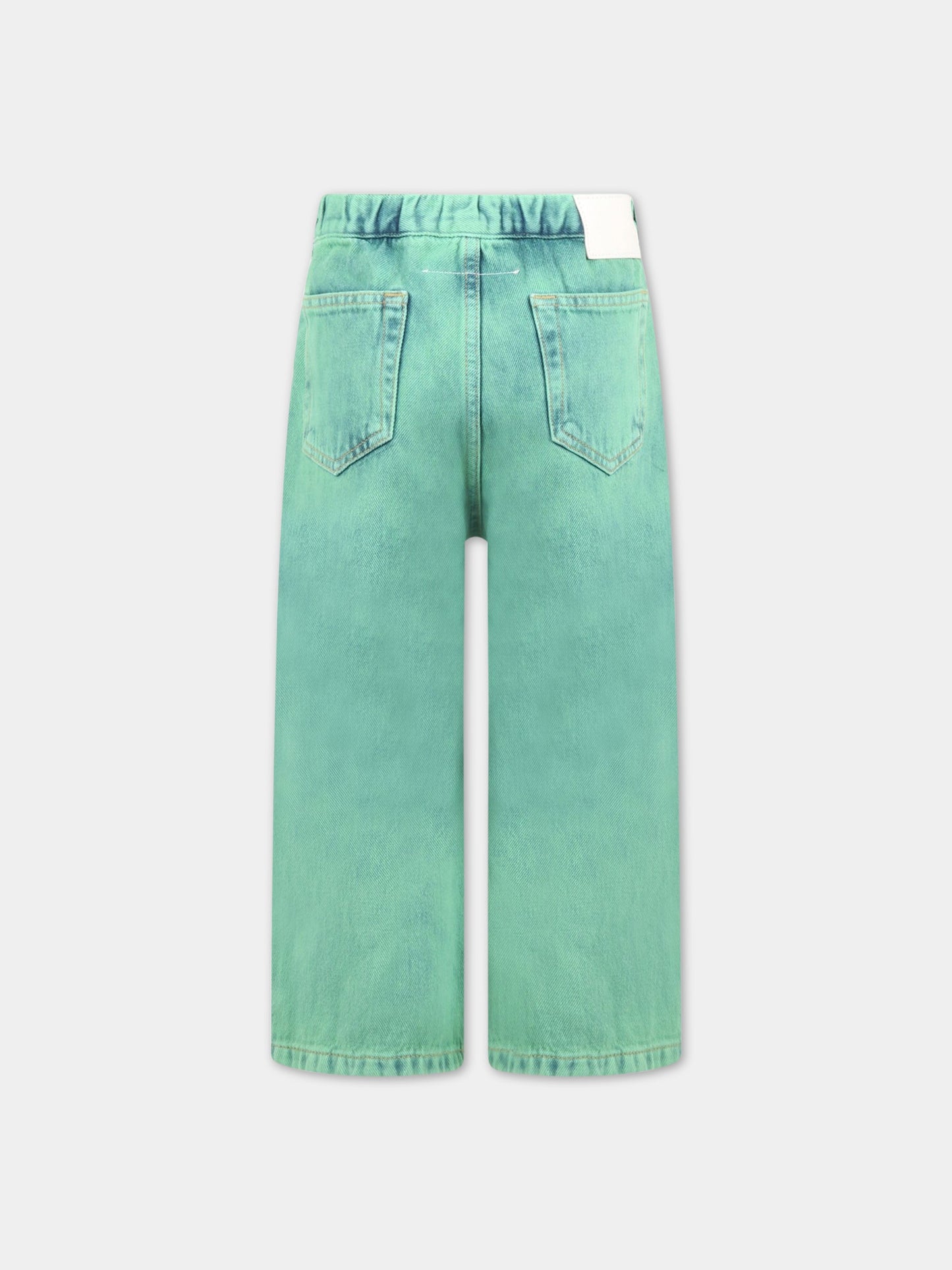 Jeans verde per bambina con patch logato,Mm6 Maison Margiela,M60053 MM00H M6506