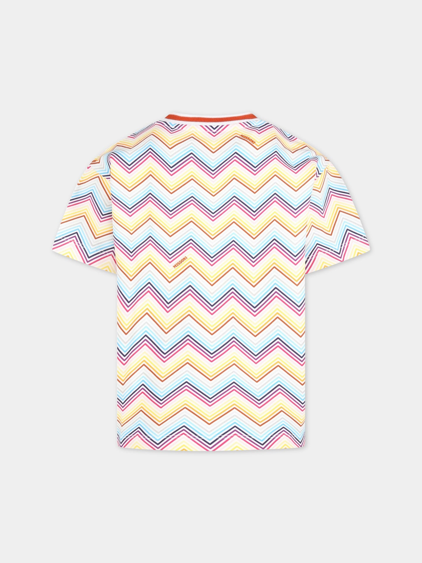 T-shirt multicolor per bambina con iconico motivo a chevron,Missoni,MS4A11 Z1209 100MC