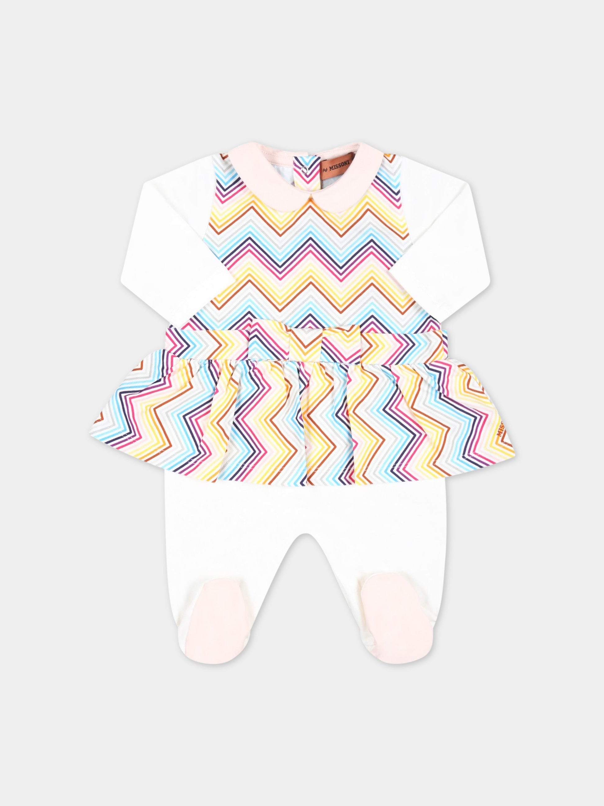 Set bianco per neonata con motivo a chevron,Missoni,MSA009 J0266 100MC
