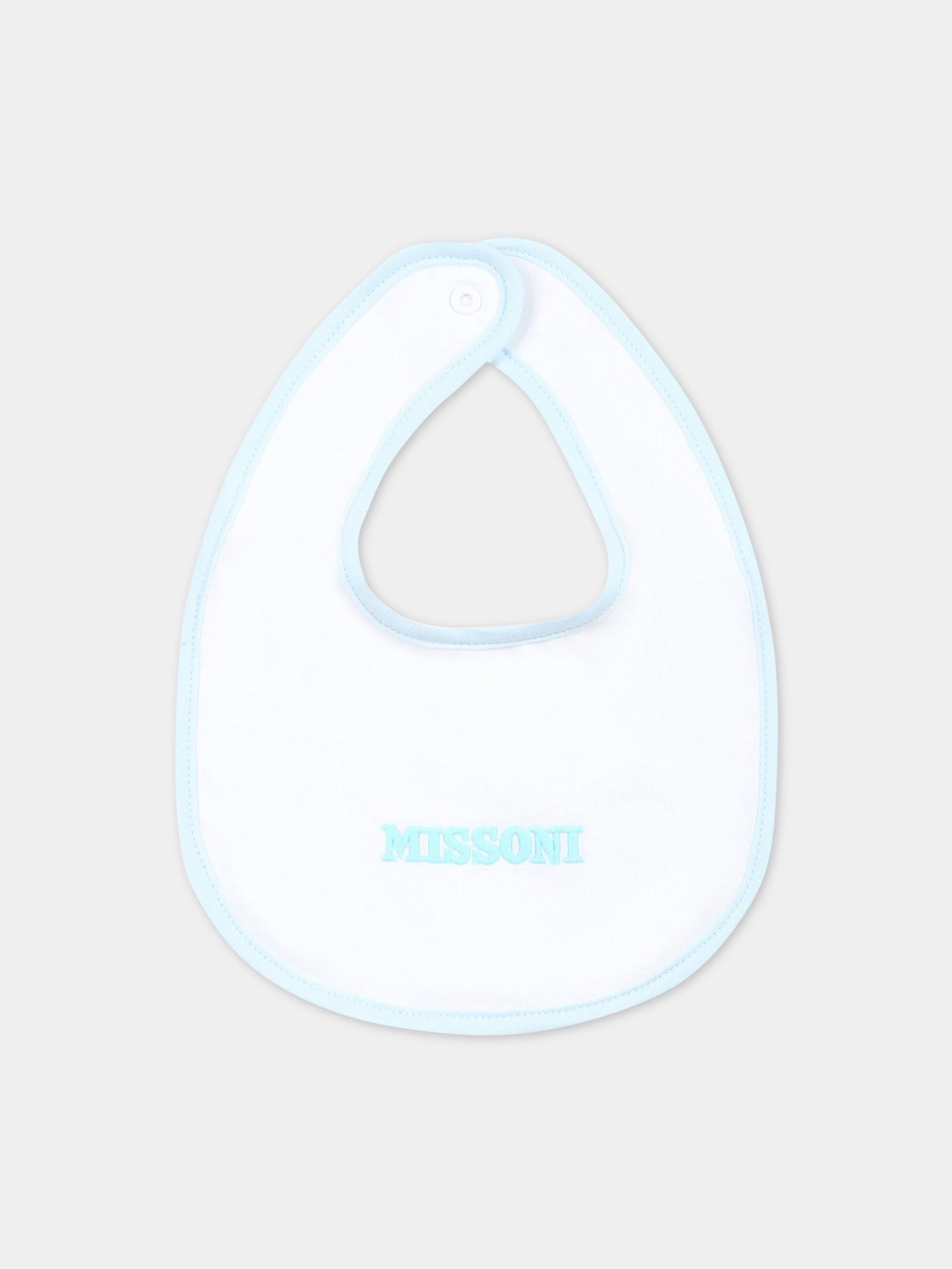 Set bianco per neonato con logo celeste,Missoni,MSB019 J0177 100CE