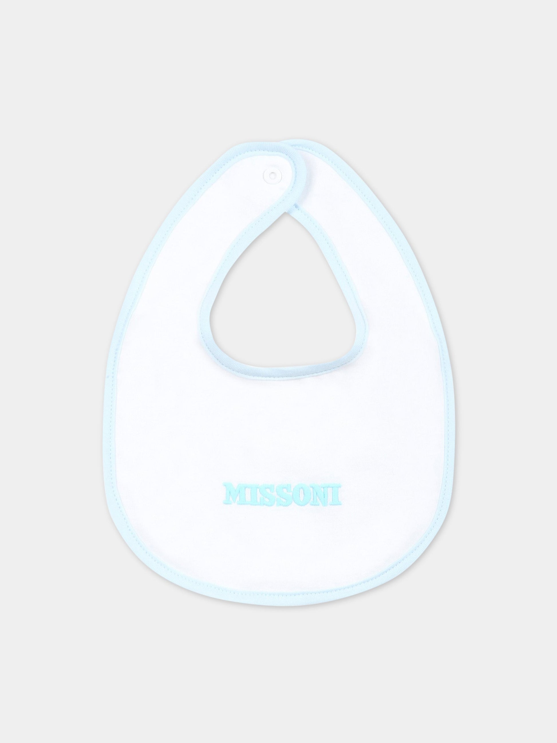 Set bianco per neonato con logo celeste,Missoni,MSB019 J0177 100CE