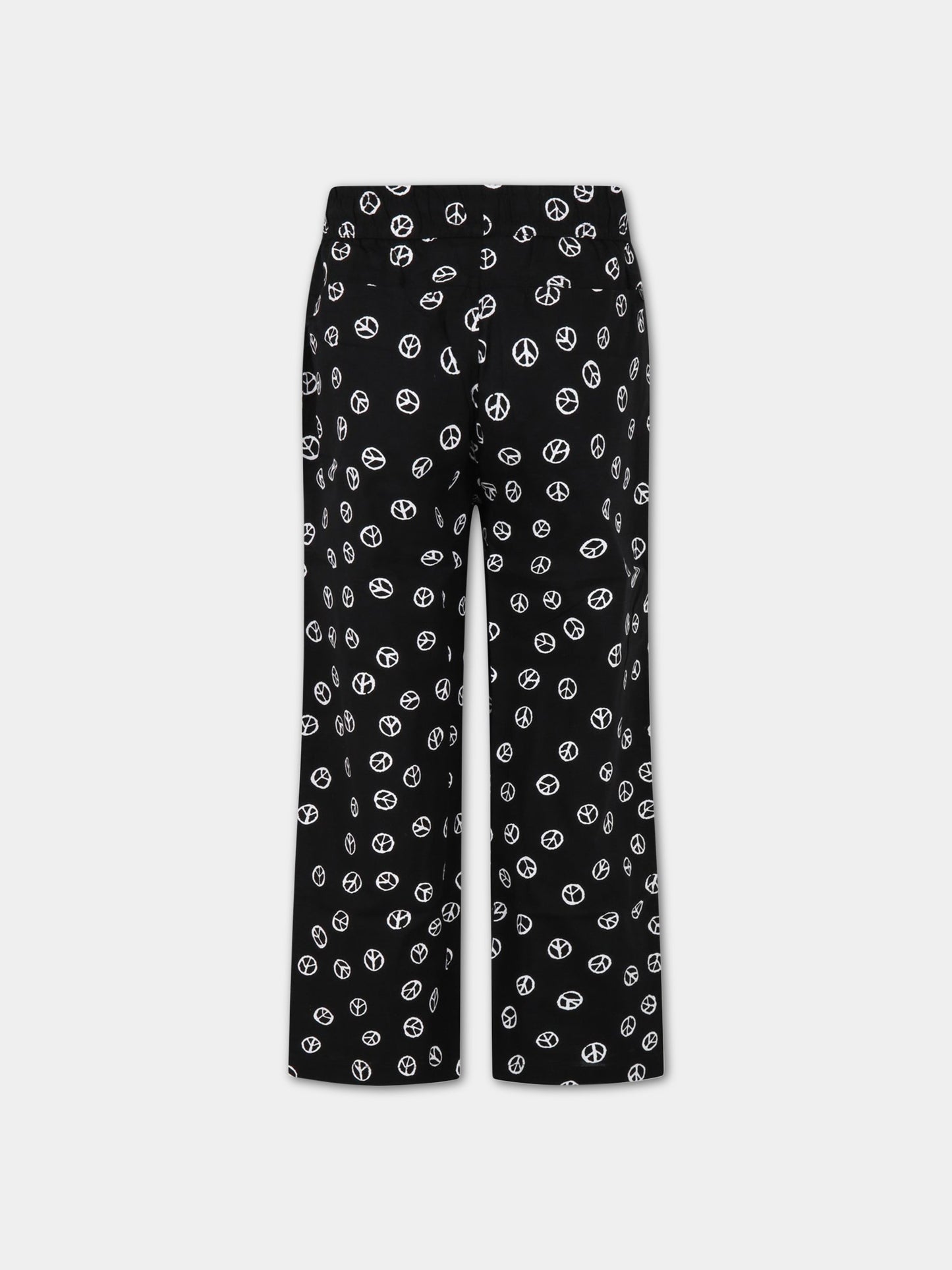 Pantaloni neri da tuta per bambino con smile bianco all-over,Molo,1S23I103 6755