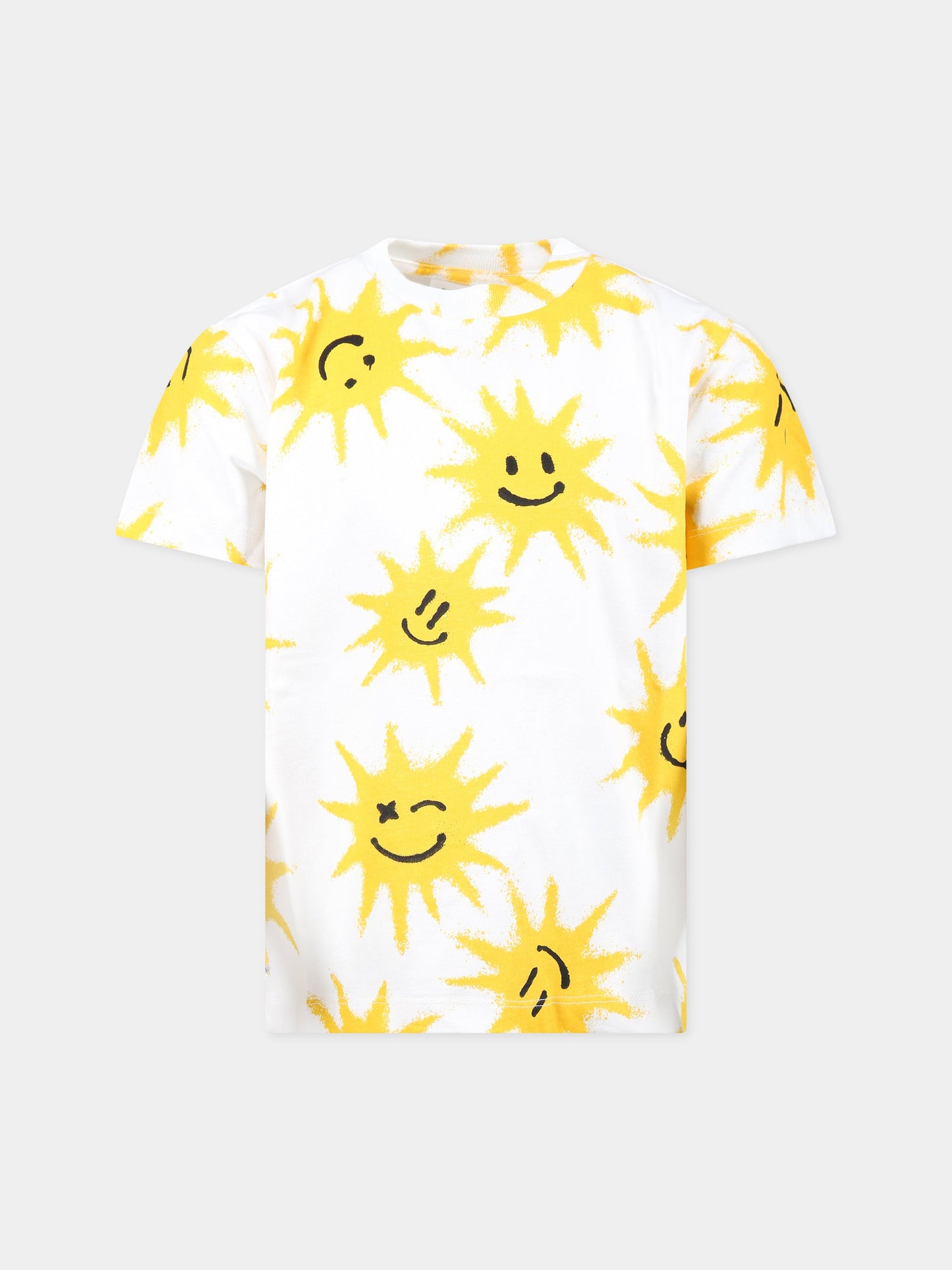 T-shirt avorio per bambini con stampa sole,Molo,6S23A207 6838